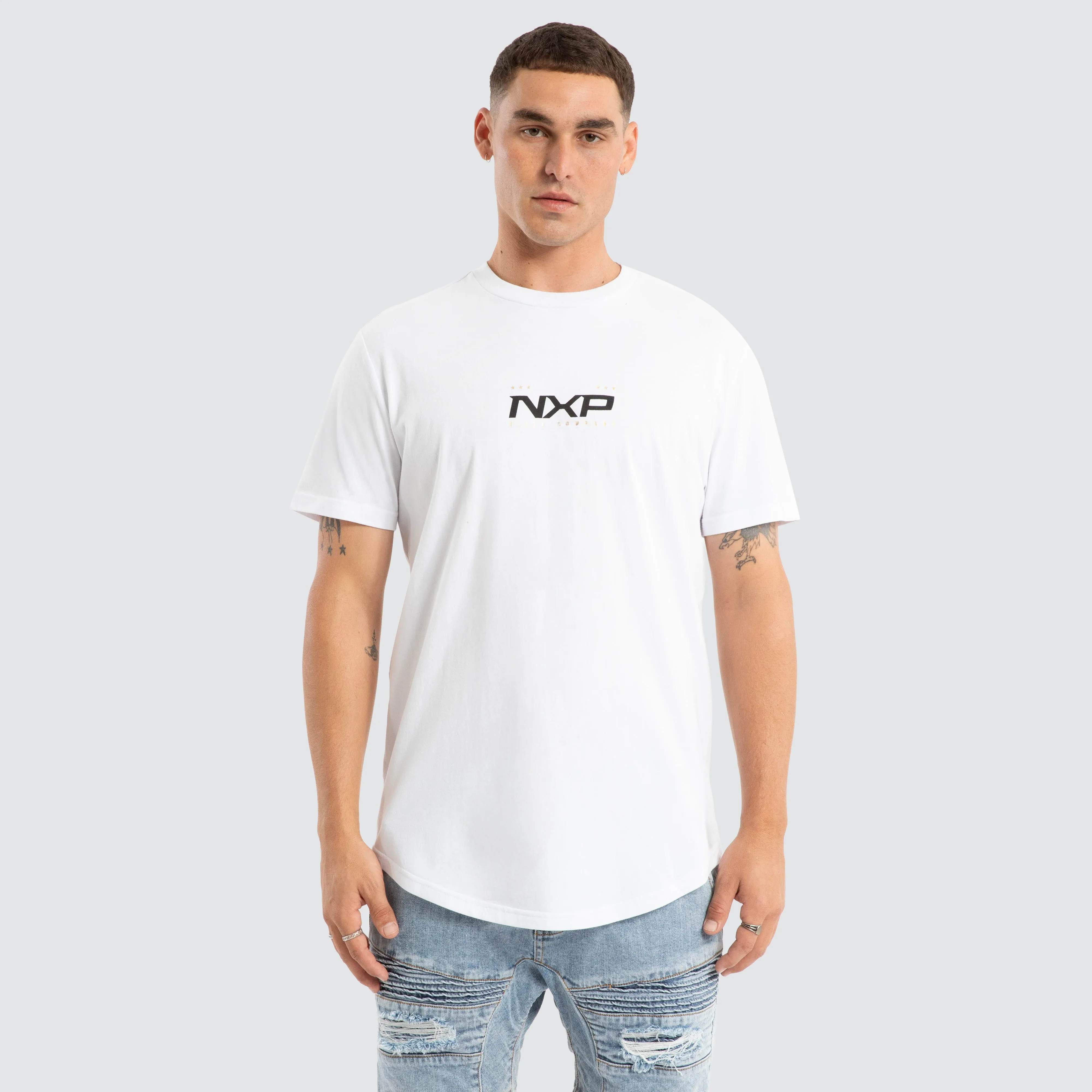 Deliberate Dual Curved Tee White sold by Nena and Pasadena product image thumbnail 2