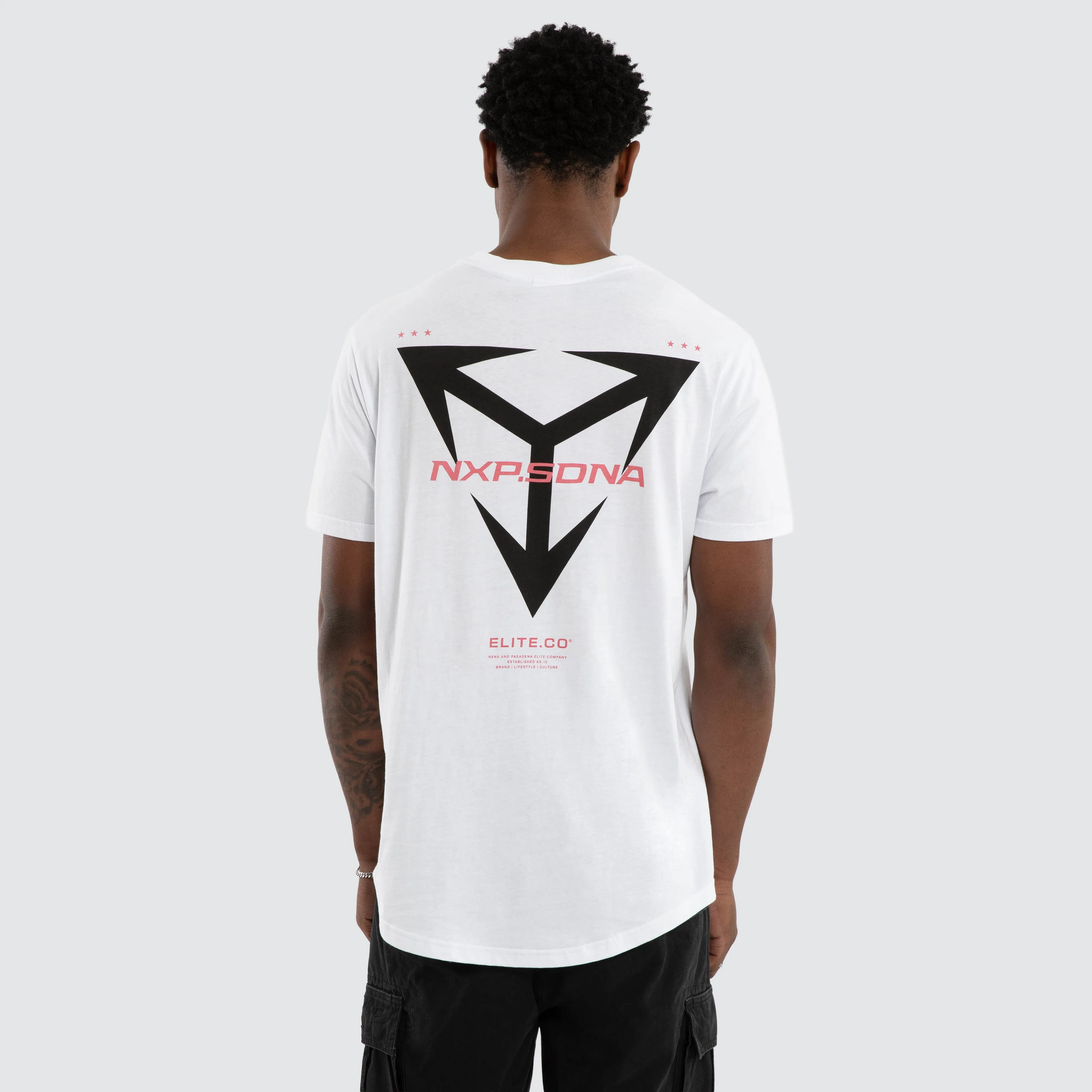 Finest Dual Curved Tee White sold by Nena and Pasadena