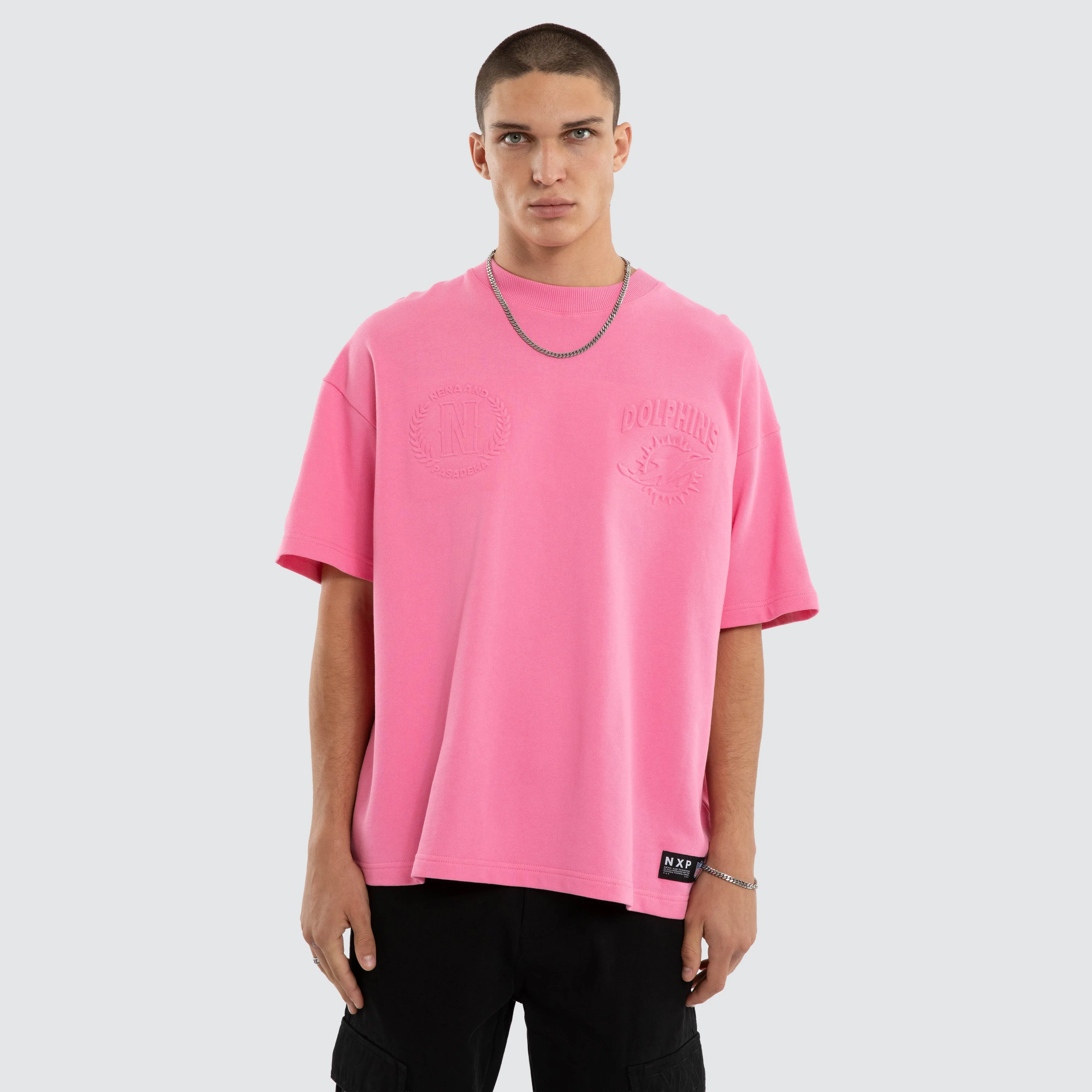 Miami Dolphins Crest Loopback Tee Pink sold by Nena and Pasadena product image thumbnail 2