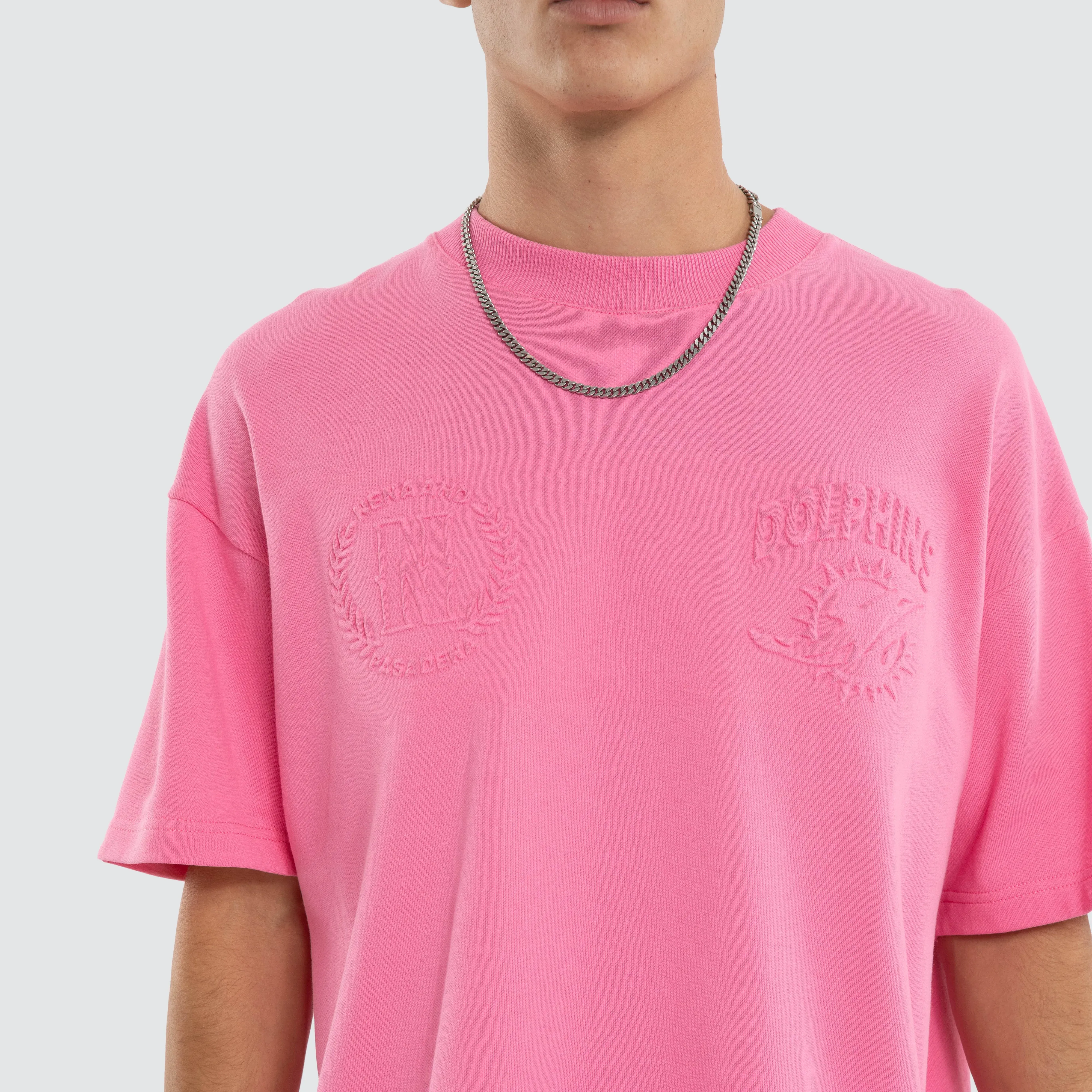 Miami Dolphins Crest Loopback Tee Pink sold by Nena and Pasadena product image thumbnail 5