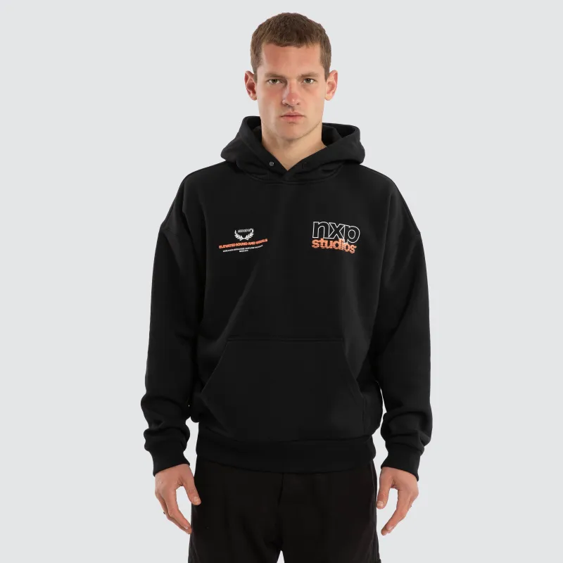 Major Box Fit Hoodie Anthracite Black made by Nena and Pasadena