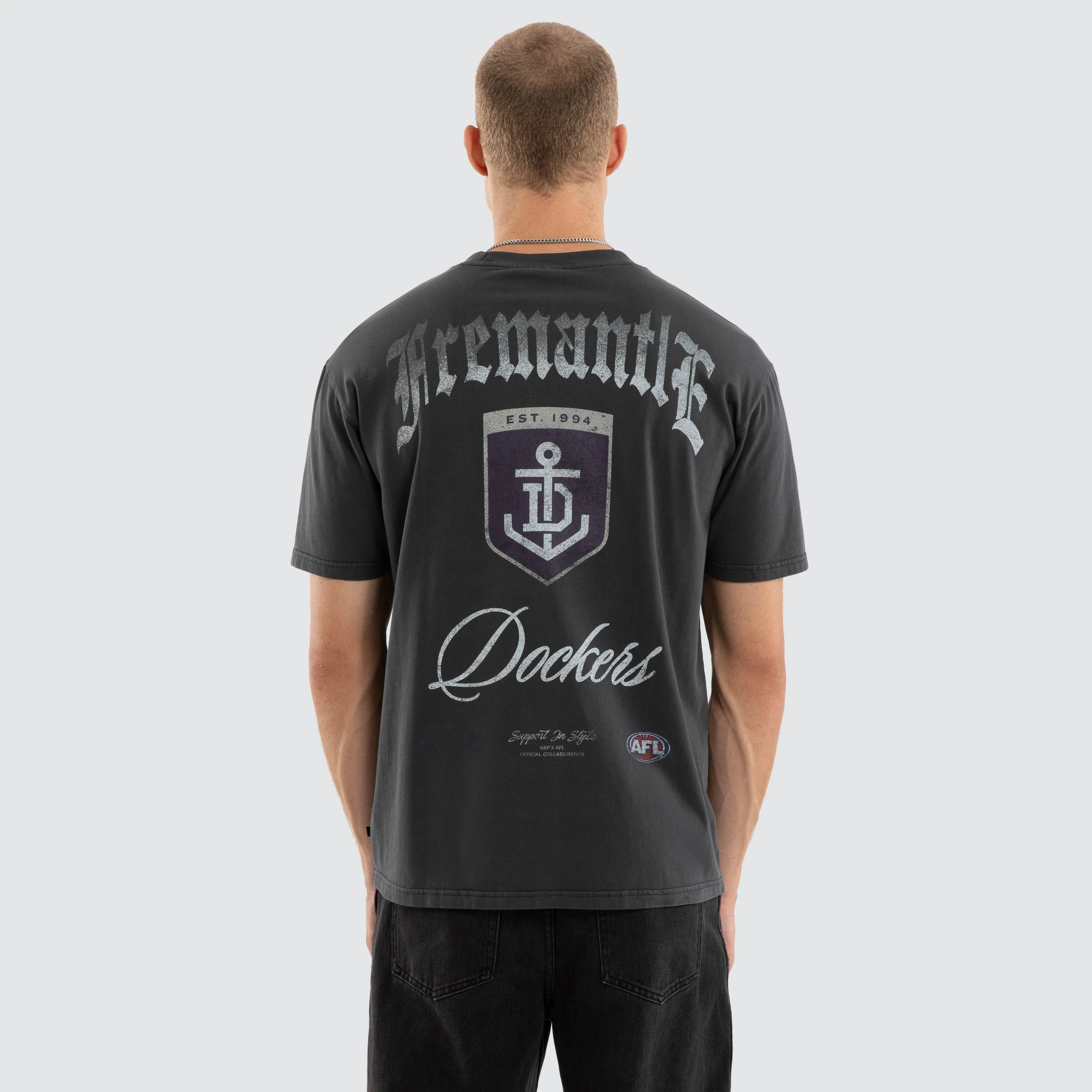 Fremantle Dockers AFL Vintage Goth Tee Pigment Asphalt sold by Nena and Pasadena product image thumbnail 3