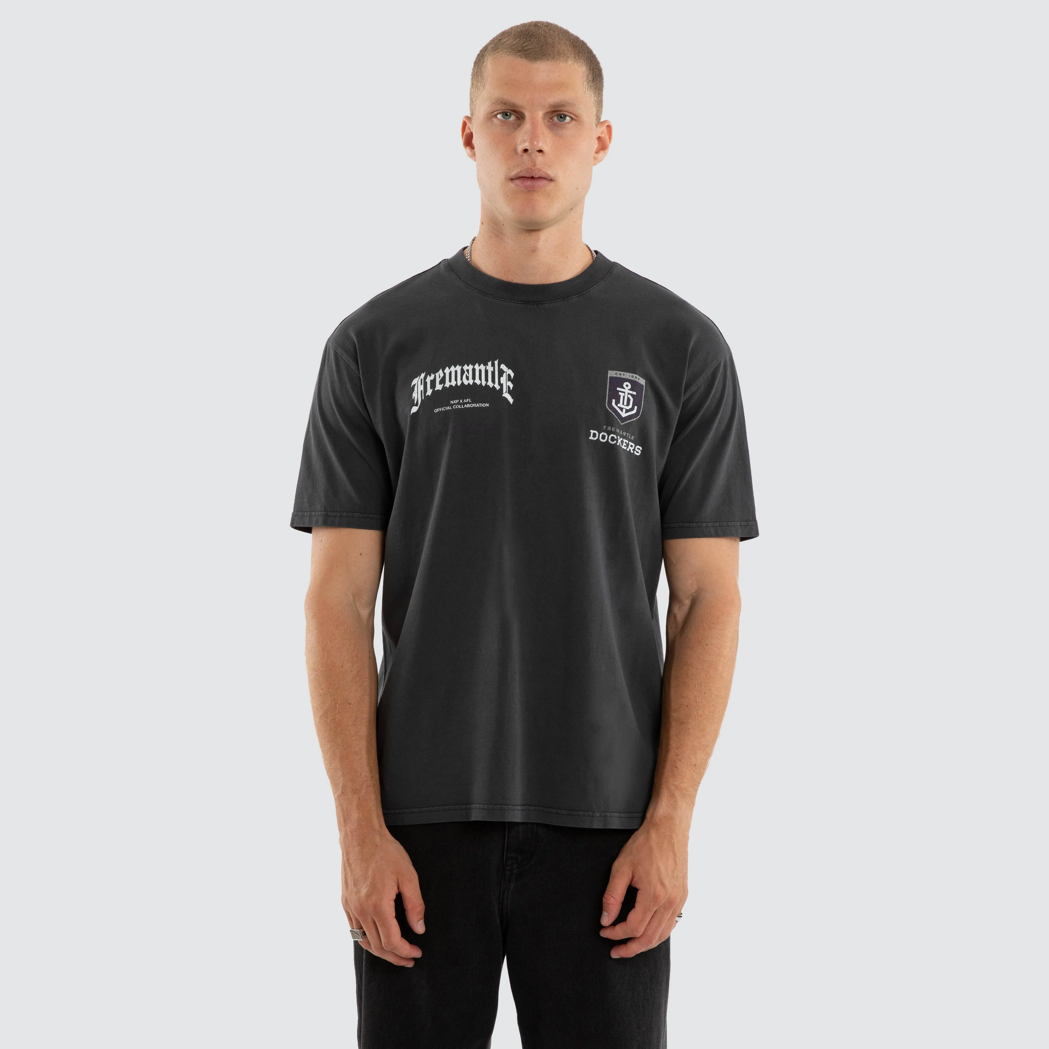 Fremantle Dockers AFL Vintage Goth Tee Pigment Asphalt sold by Nena and Pasadena product image thumbnail 4