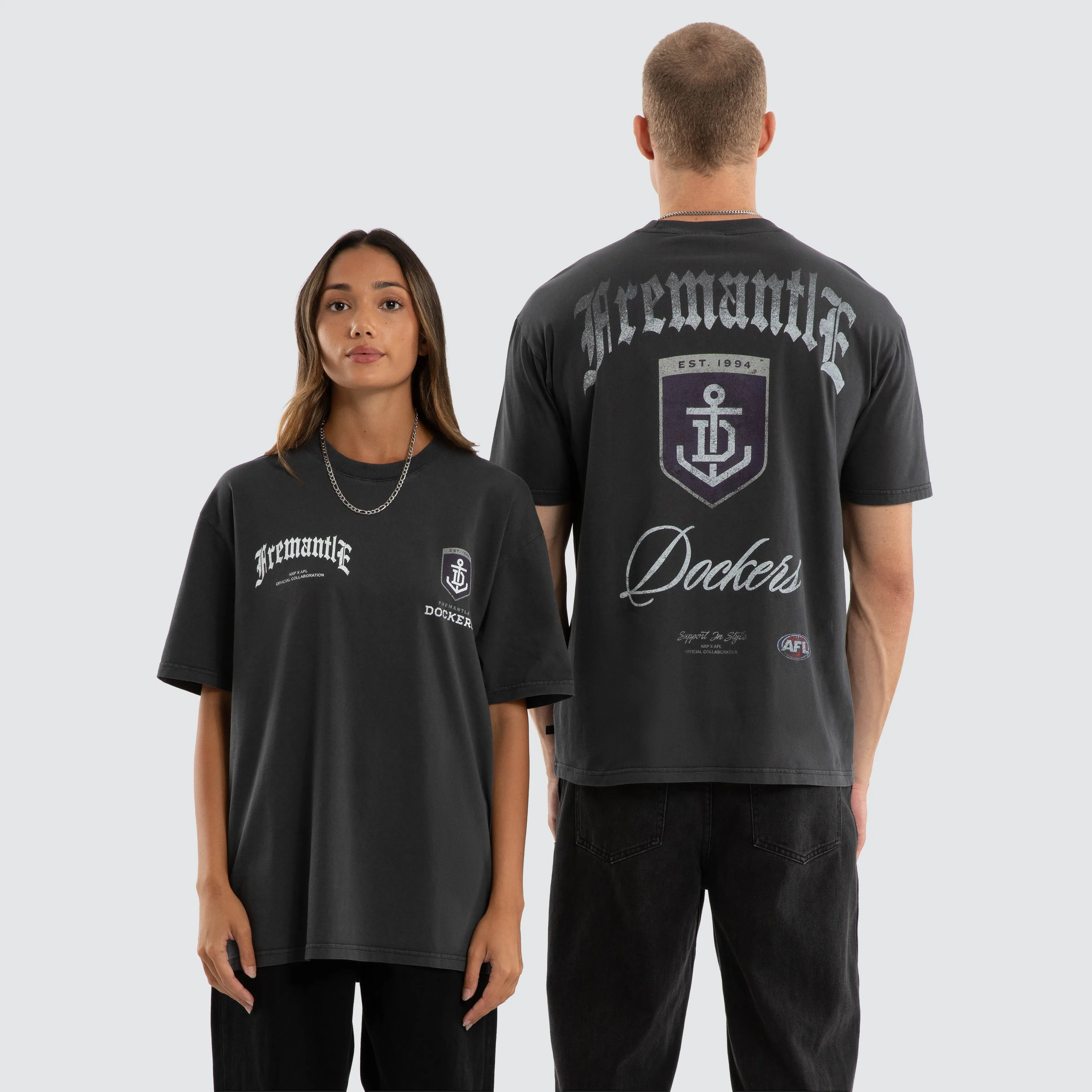 Fremantle Dockers AFL Vintage Goth Tee Pigment Asphalt sold by Nena and Pasadena
