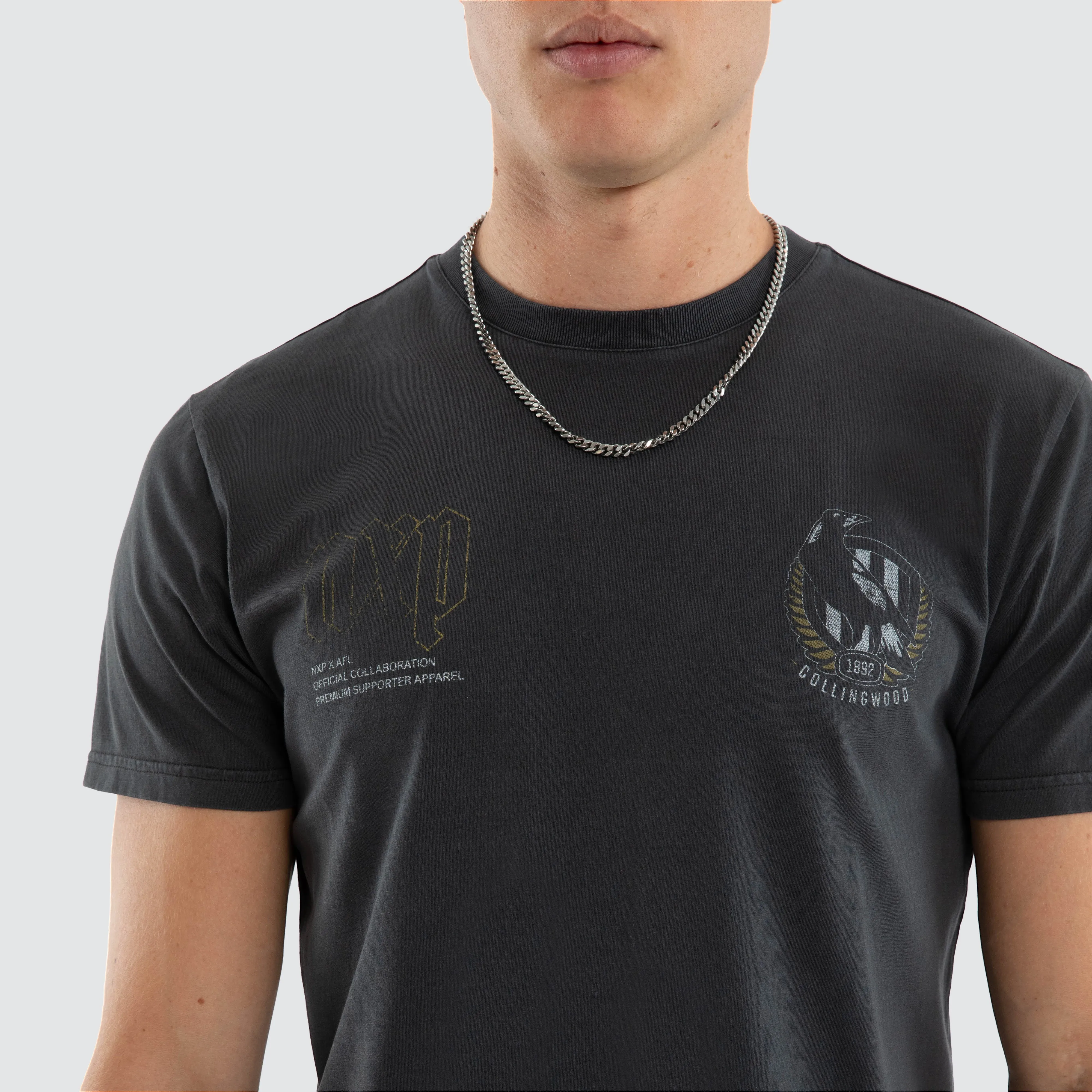 Collingwood Magpies AFL Active Vintage Tee Pigment Asphalt sold by Nena and Pasadena product image thumbnail 3
