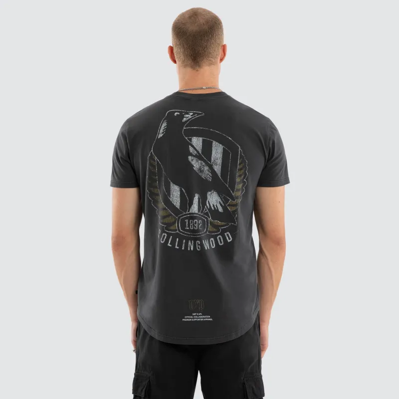 Collingwood Magpies AFL Active Vintage Tee Pigment Asphalt made by Nena and Pasadena
