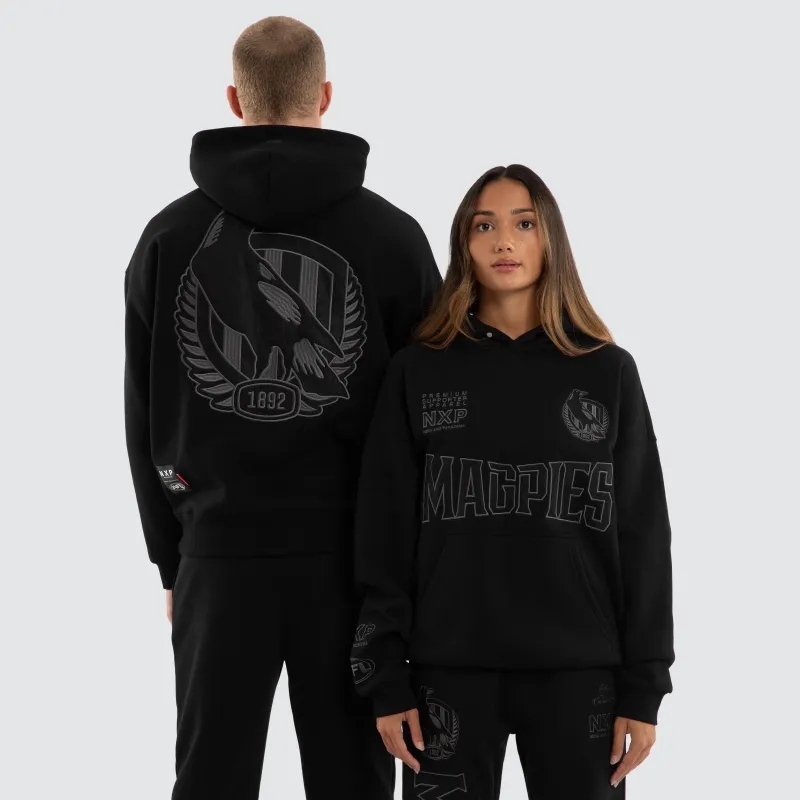 Collingwood Magpies Persistent Hoodie Jet Black made by Nena and Pasadena