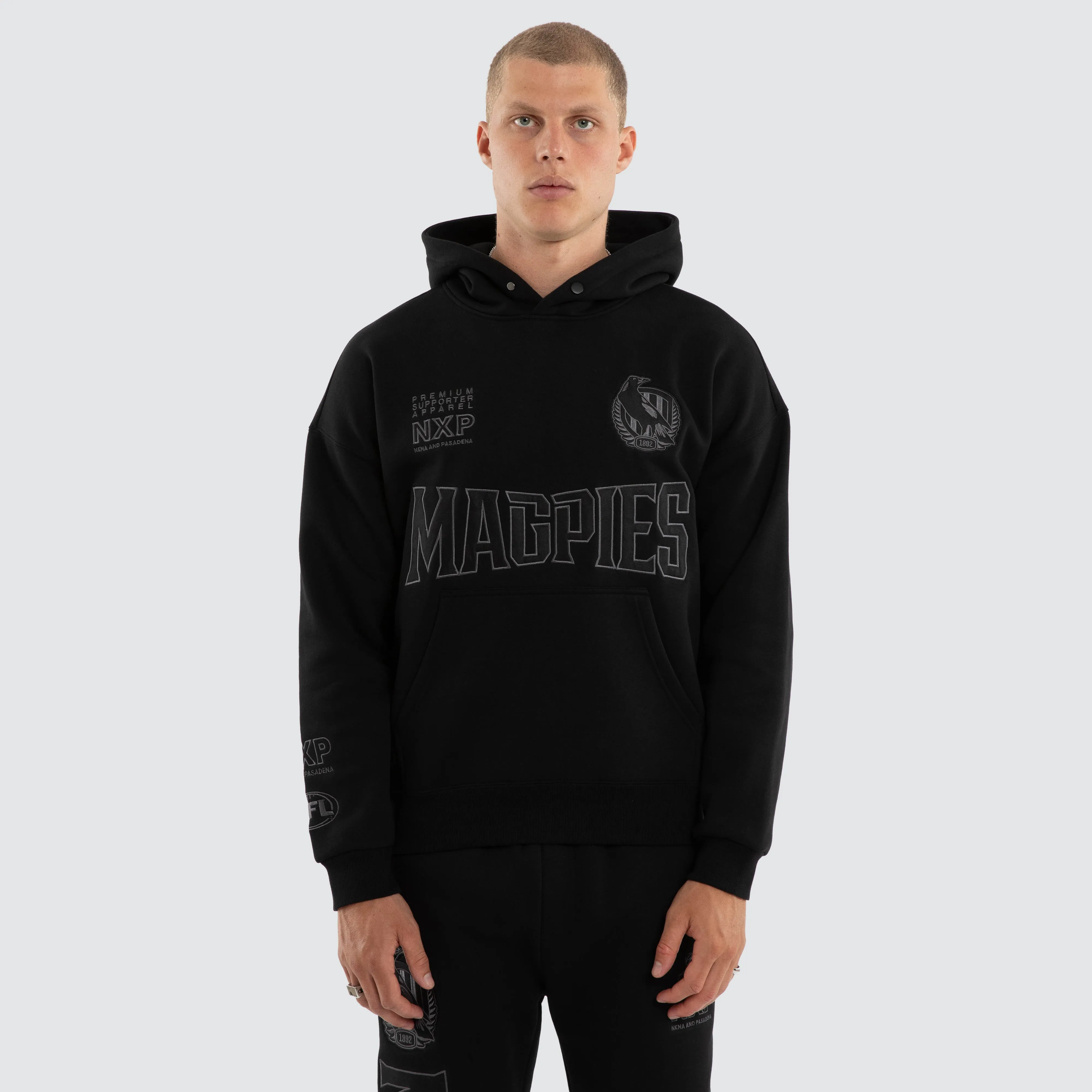 Collingwood Magpies Persistent Hoodie Jet Black sold by Nena and Pasadena product image thumbnail 5