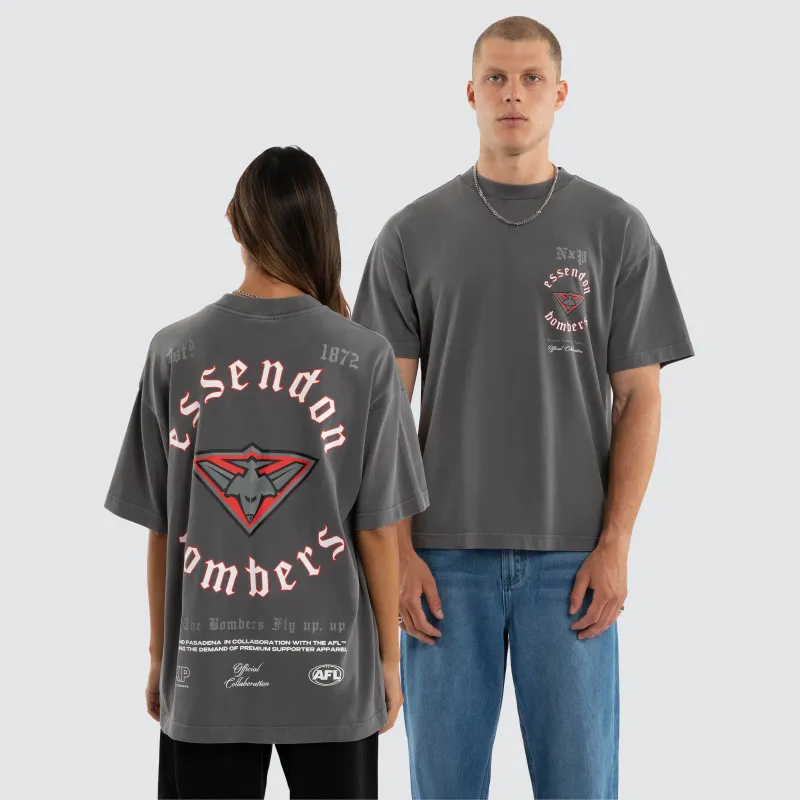 Essendon Bombers Off-Season Tee Pigment Charcoal made by Nena and Pasadena