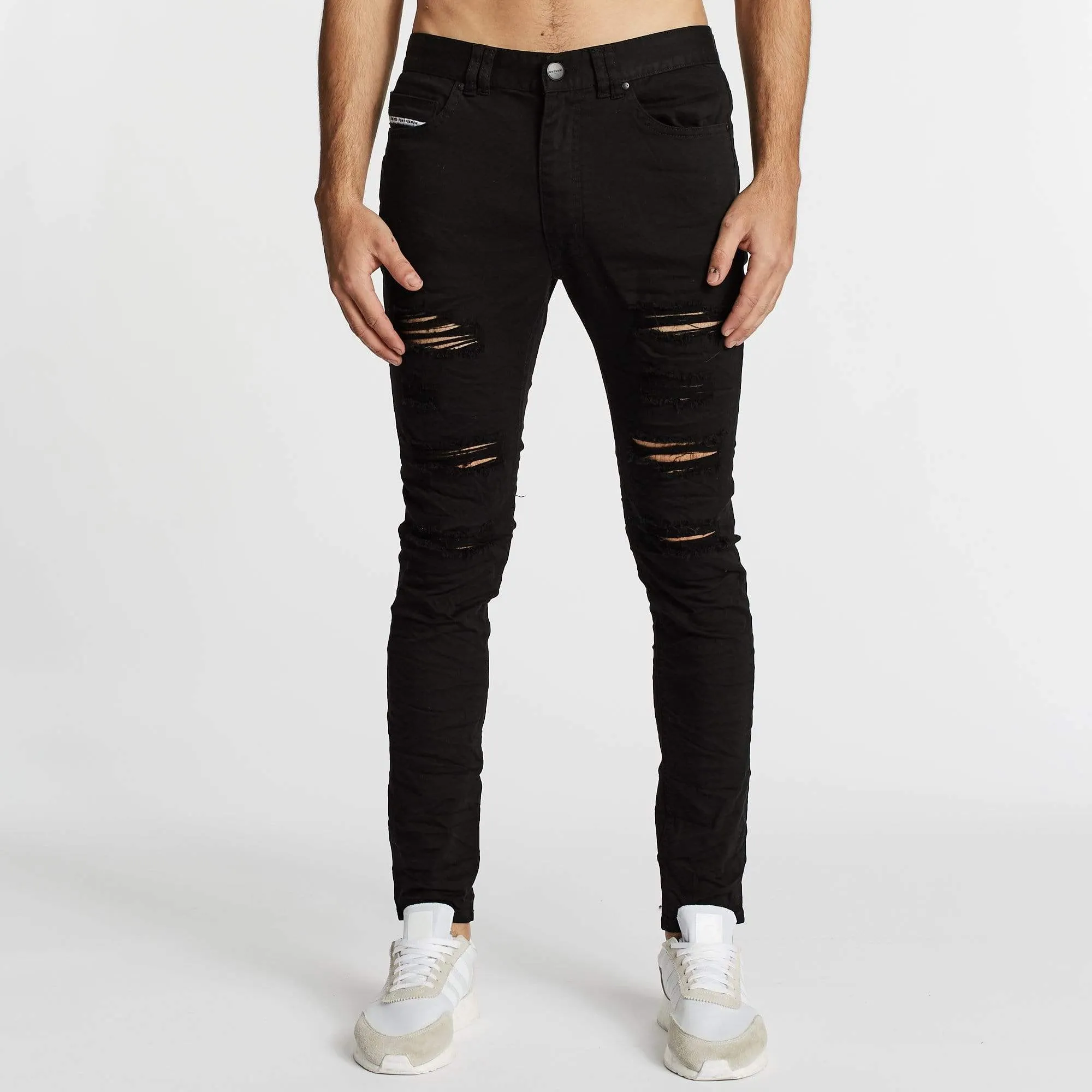 Tyler Super Skinny Fit Jean Destroyed Jet Black sold by Nena and Pasadena product image thumbnail 4