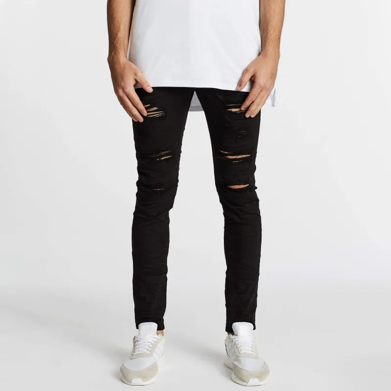 Tyler Super Skinny Fit Jean Destroyed Jet Black made by Nena and Pasadena