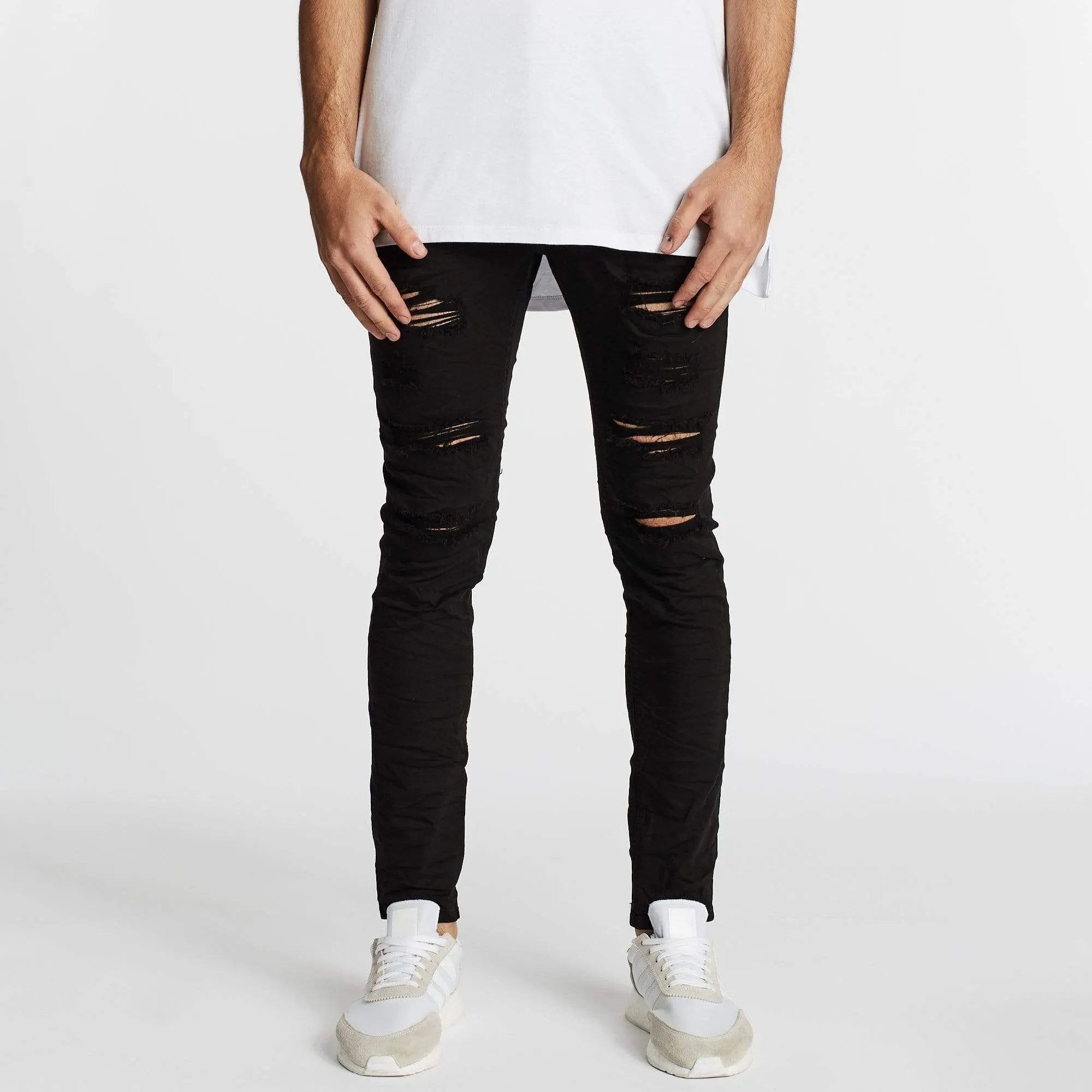 Tyler Super Skinny Fit Jean Destroyed Jet Black sold by Nena and Pasadena