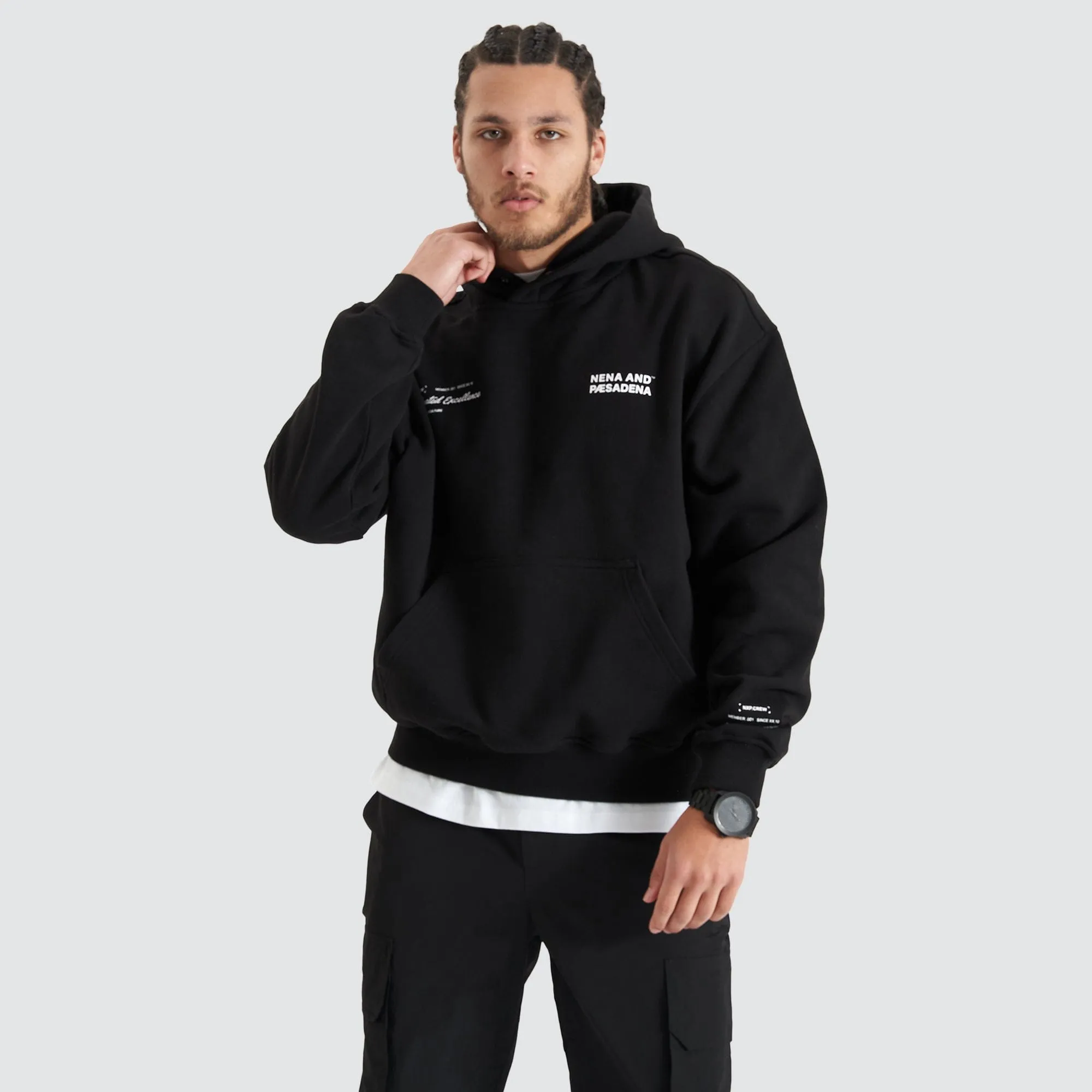 Umpire Heavy Box Fit Hooded Sweater Jet Black sold by Nena and Pasadena