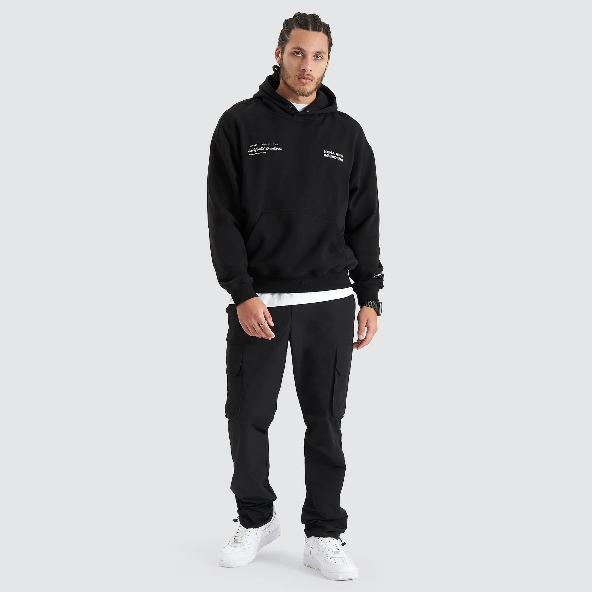 Umpire Heavy Box Fit Hooded Sweater Jet Black sold by Nena and Pasadena product image thumbnail 4