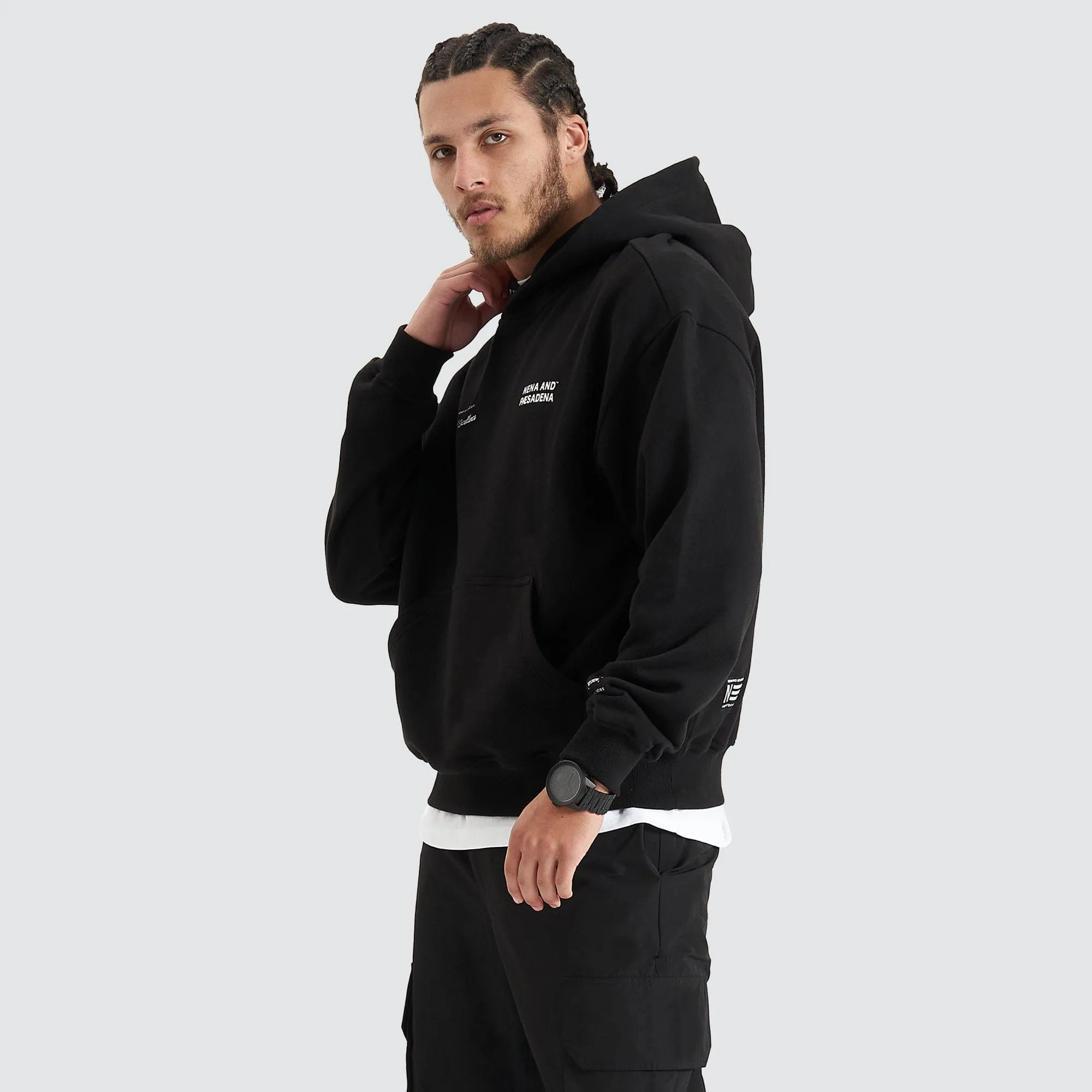 Umpire Heavy Box Fit Hooded Sweater Jet Black sold by Nena and Pasadena product image thumbnail 5
