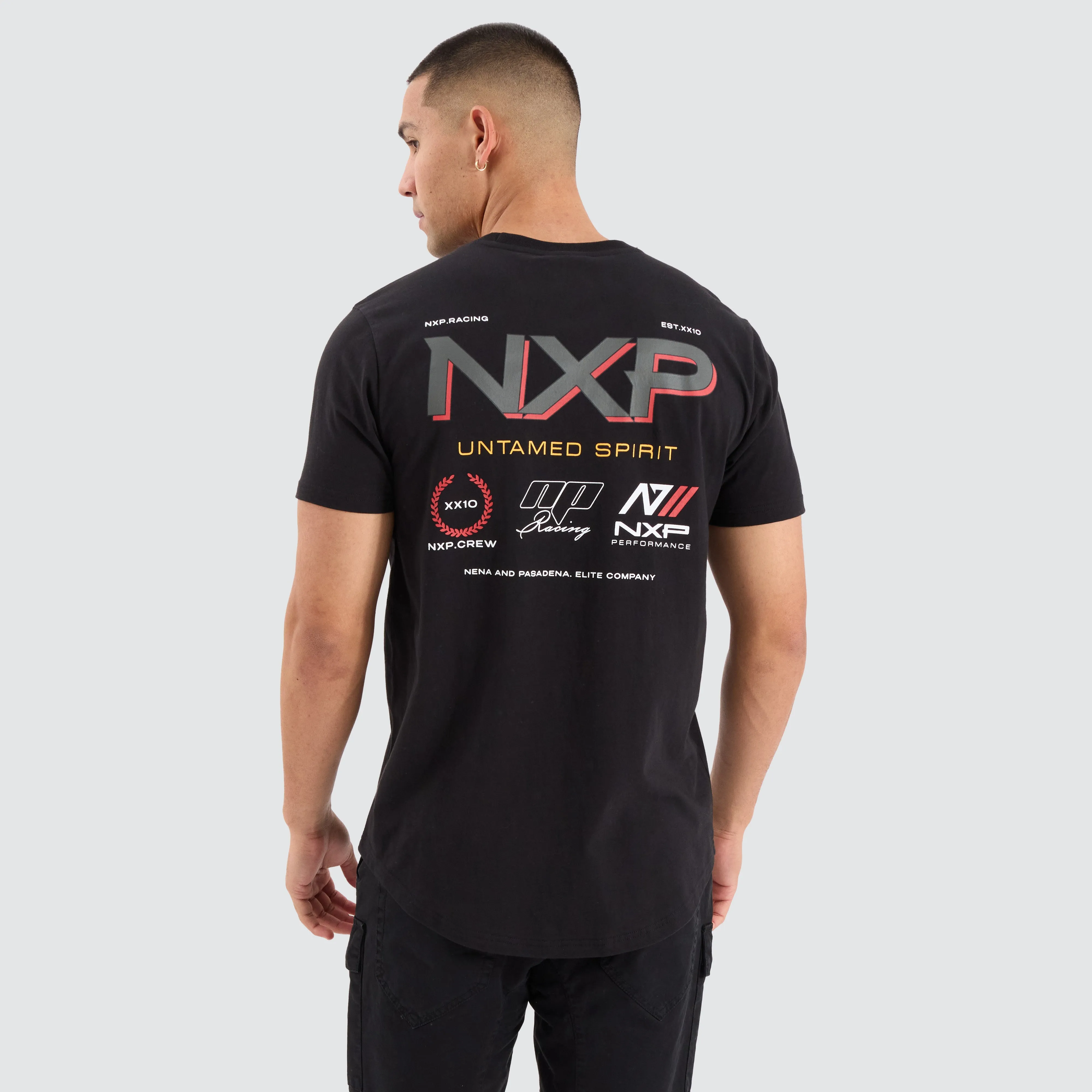 Reverse Dual Curved Tee Jet Black sold by Nena and Pasadena