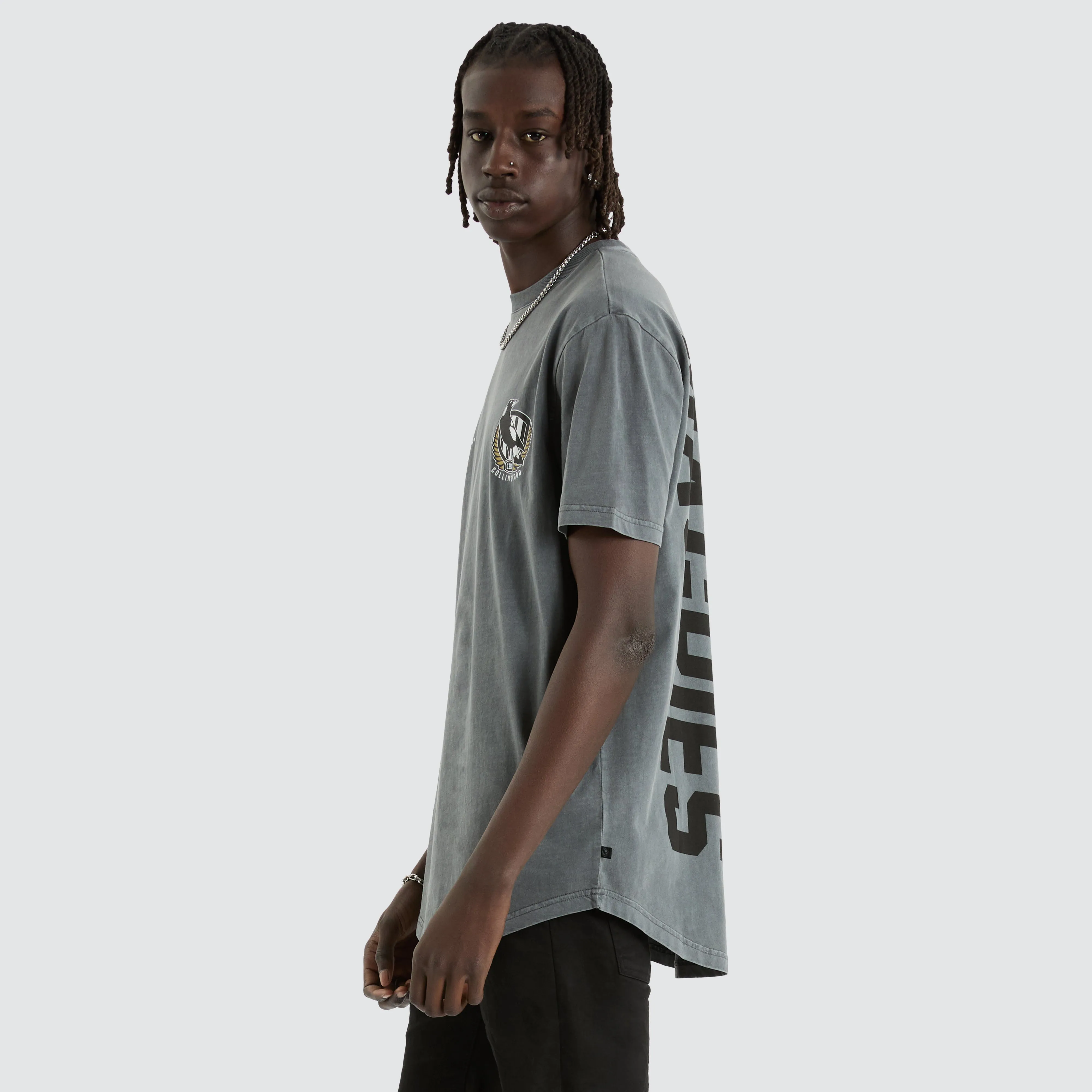 Collingwood Magpies AFL Dual Curved Tee Pigment Charcoal sold by Nena and Pasadena product image thumbnail 2