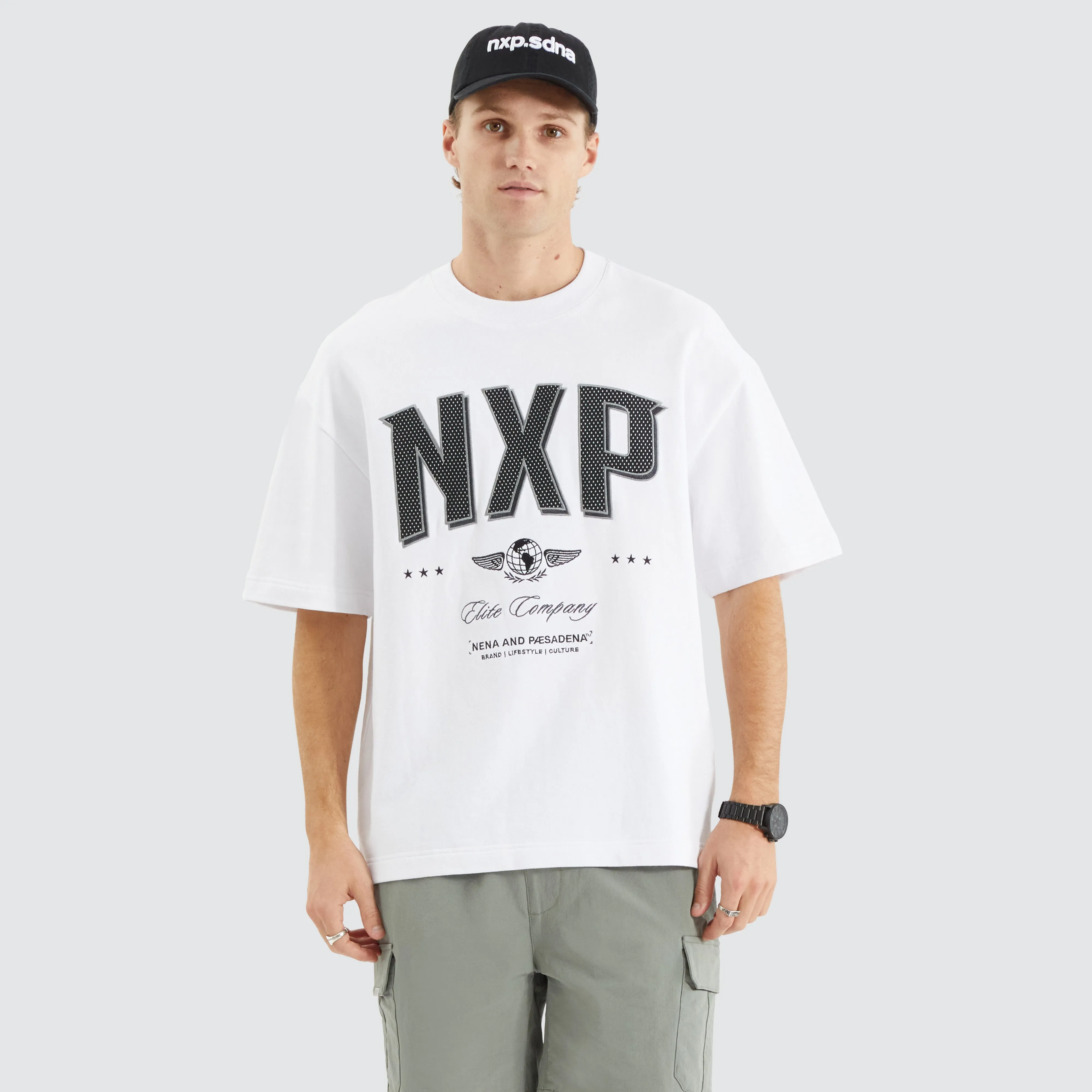 Captain Loopback Street Tee Optical White sold by Nena and Pasadena