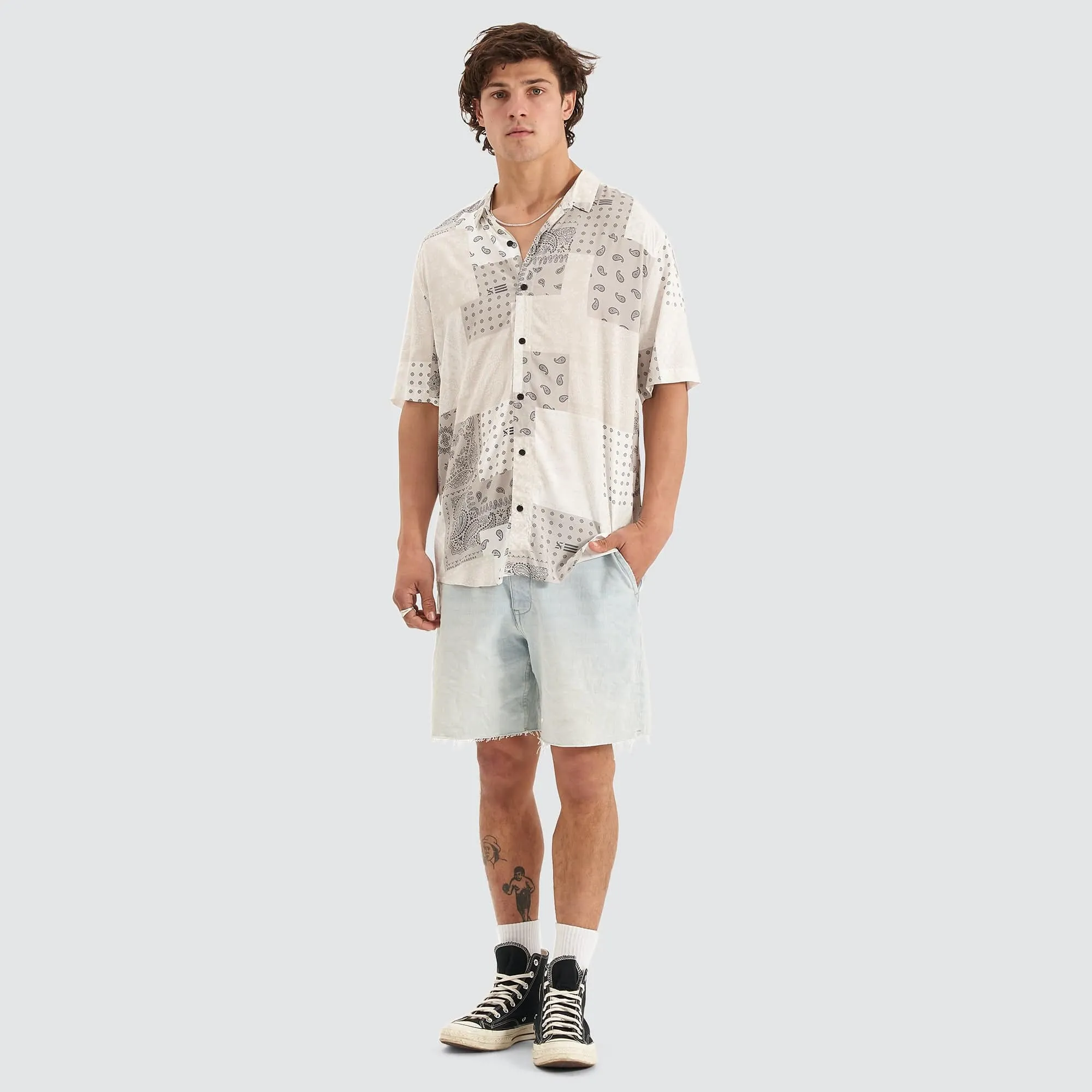 Diamond District Relaxed Party Shirt White Print sold by Nena and Pasadena