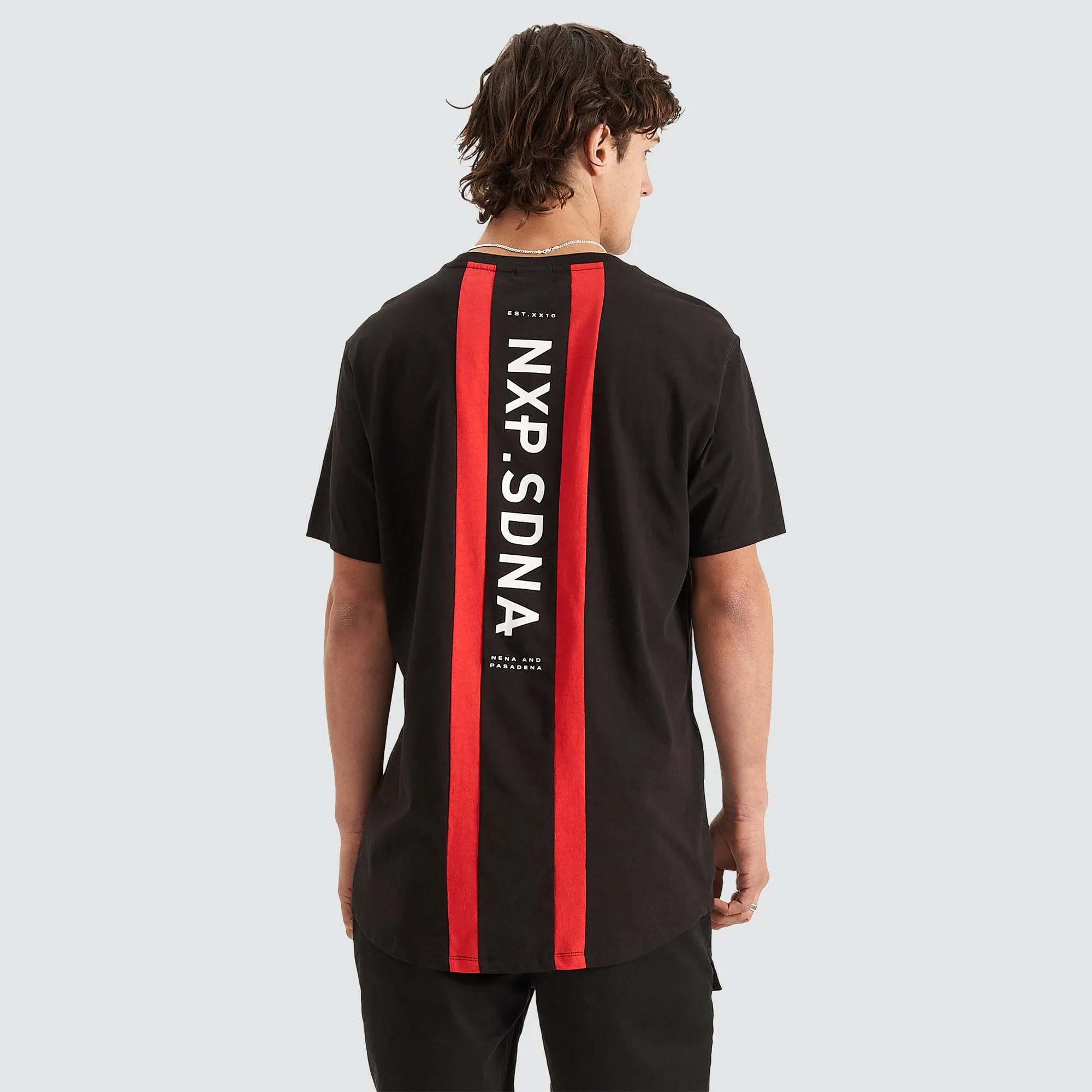 Triple Threat Cape Back Tee Jet Black sold by Nena and Pasadena