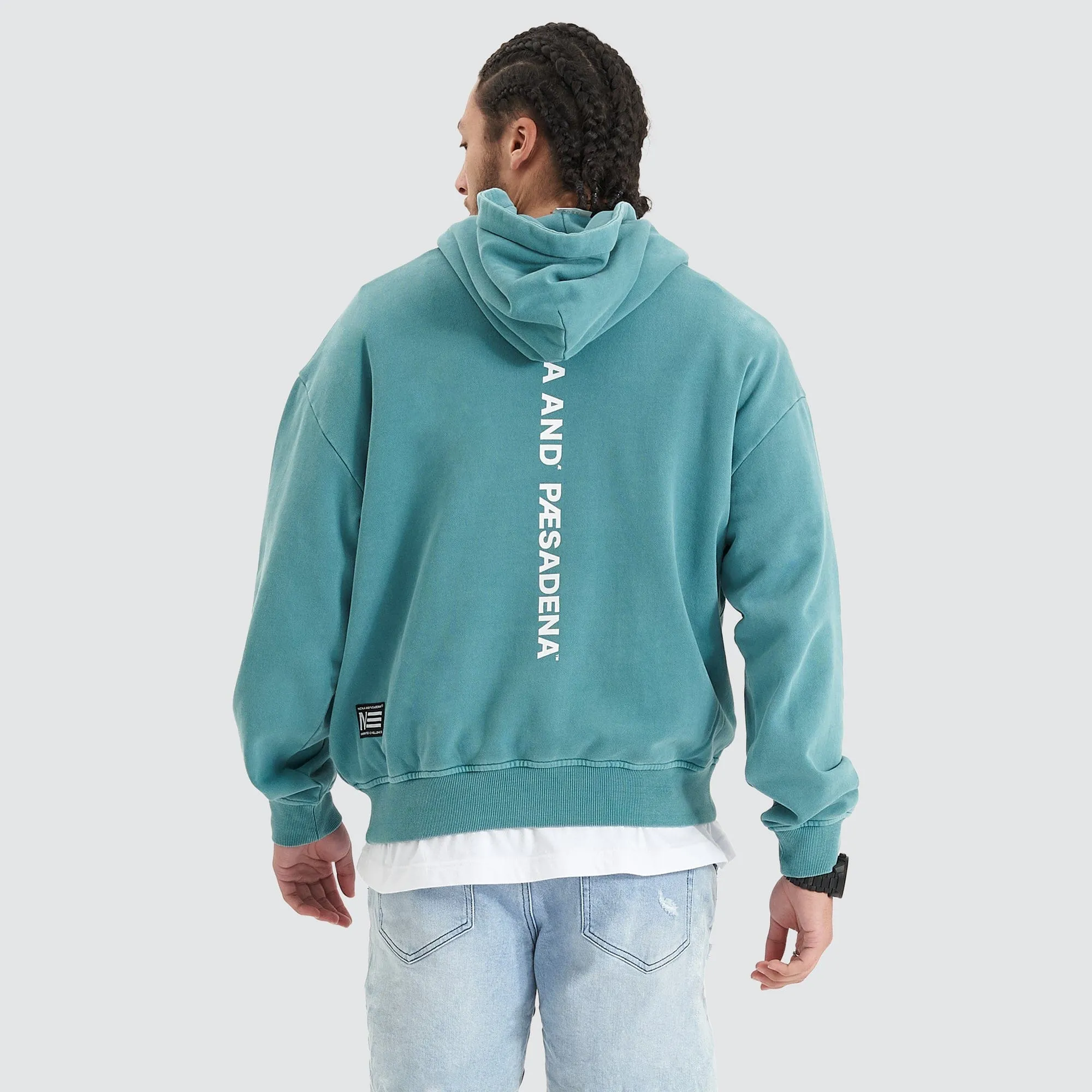Umpire Heavy Box Fit Hooded Sweater Pigment Teal sold by Nena and Pasadena product image thumbnail 2