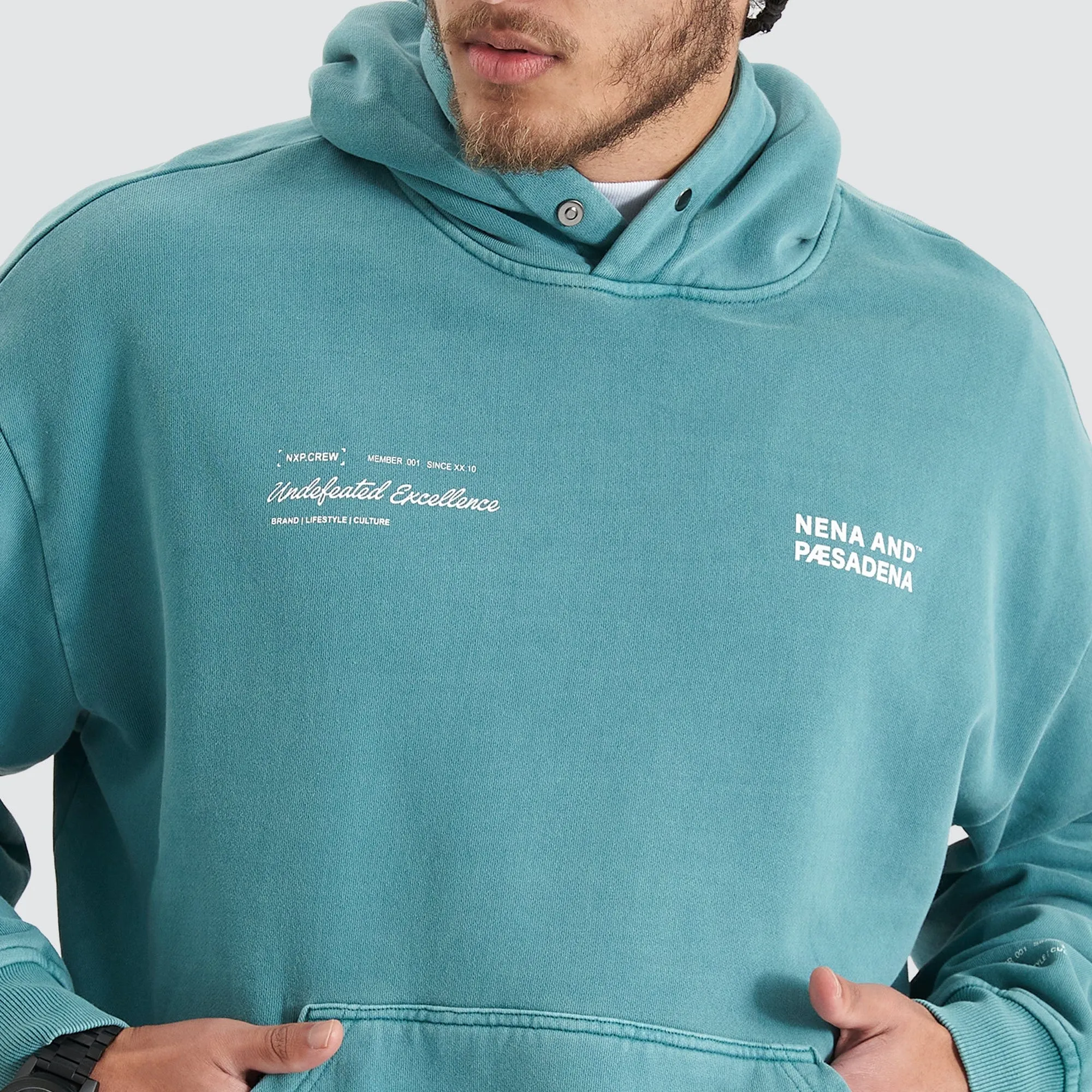 Umpire Heavy Box Fit Hooded Sweater Pigment Teal sold by Nena and Pasadena product image thumbnail 3