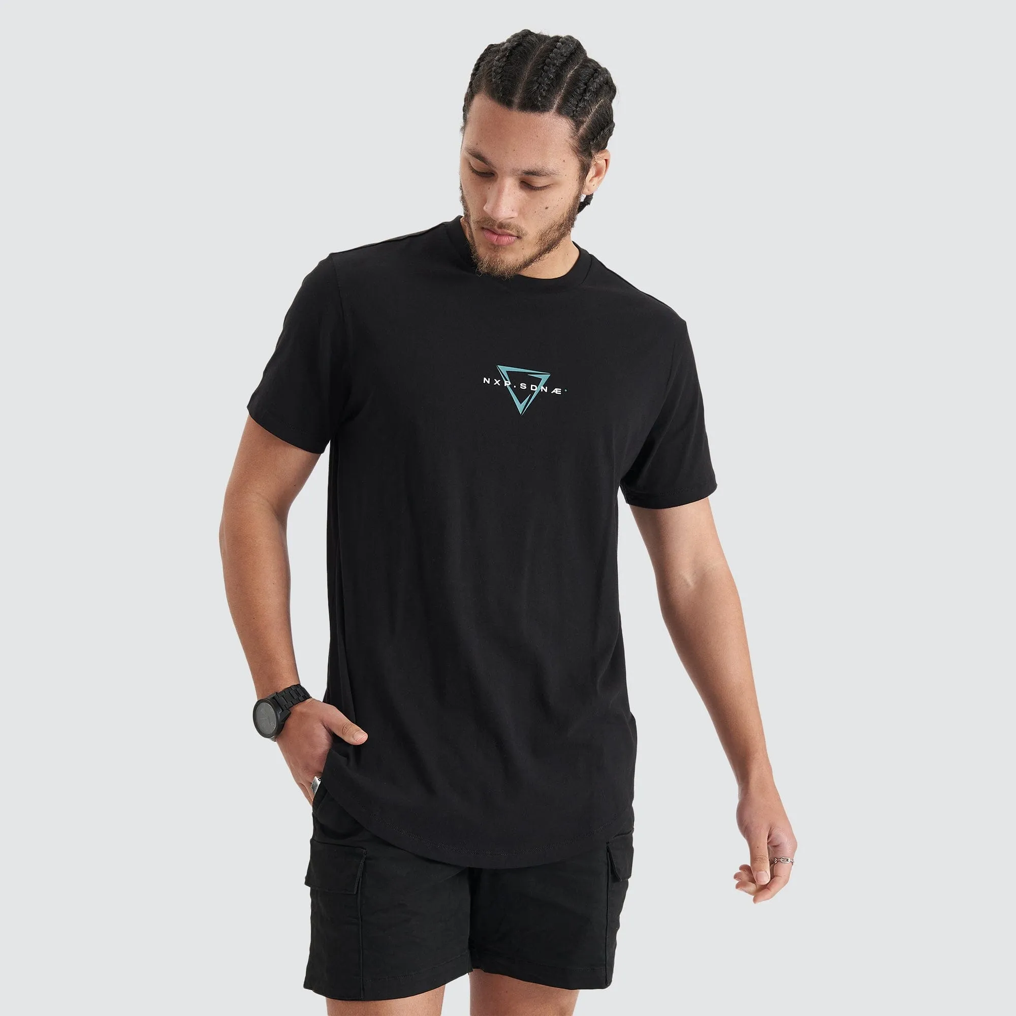 Downforce Dual Curved Tee Jet Black sold by Nena and Pasadena