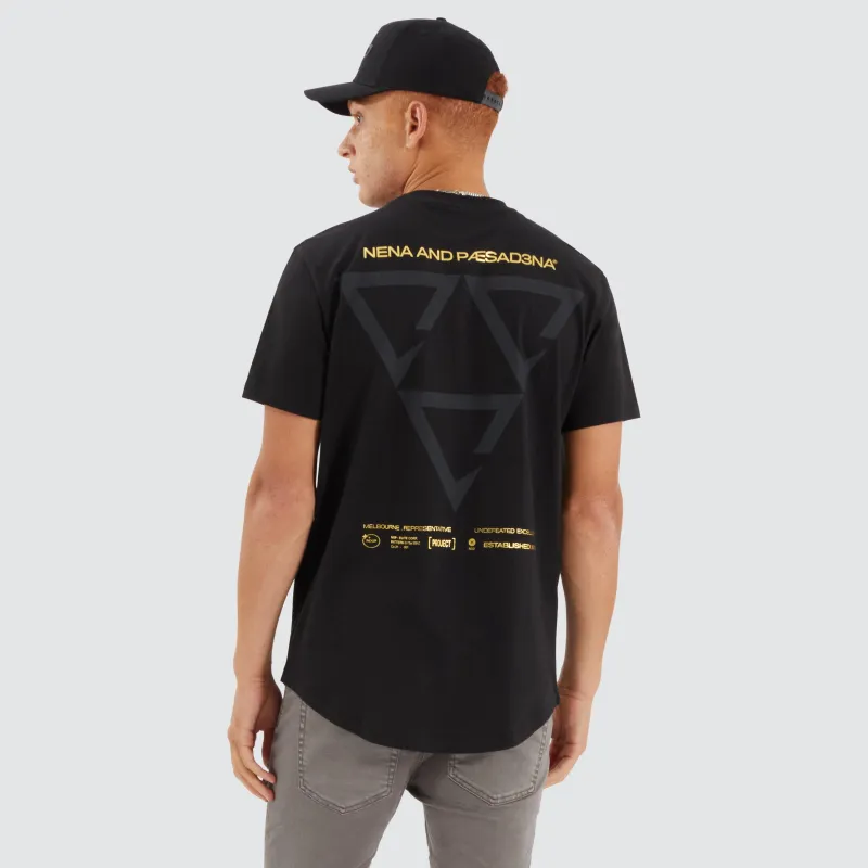 Level Dual Curved Tee Jet Black sold by Nena and Pasadena