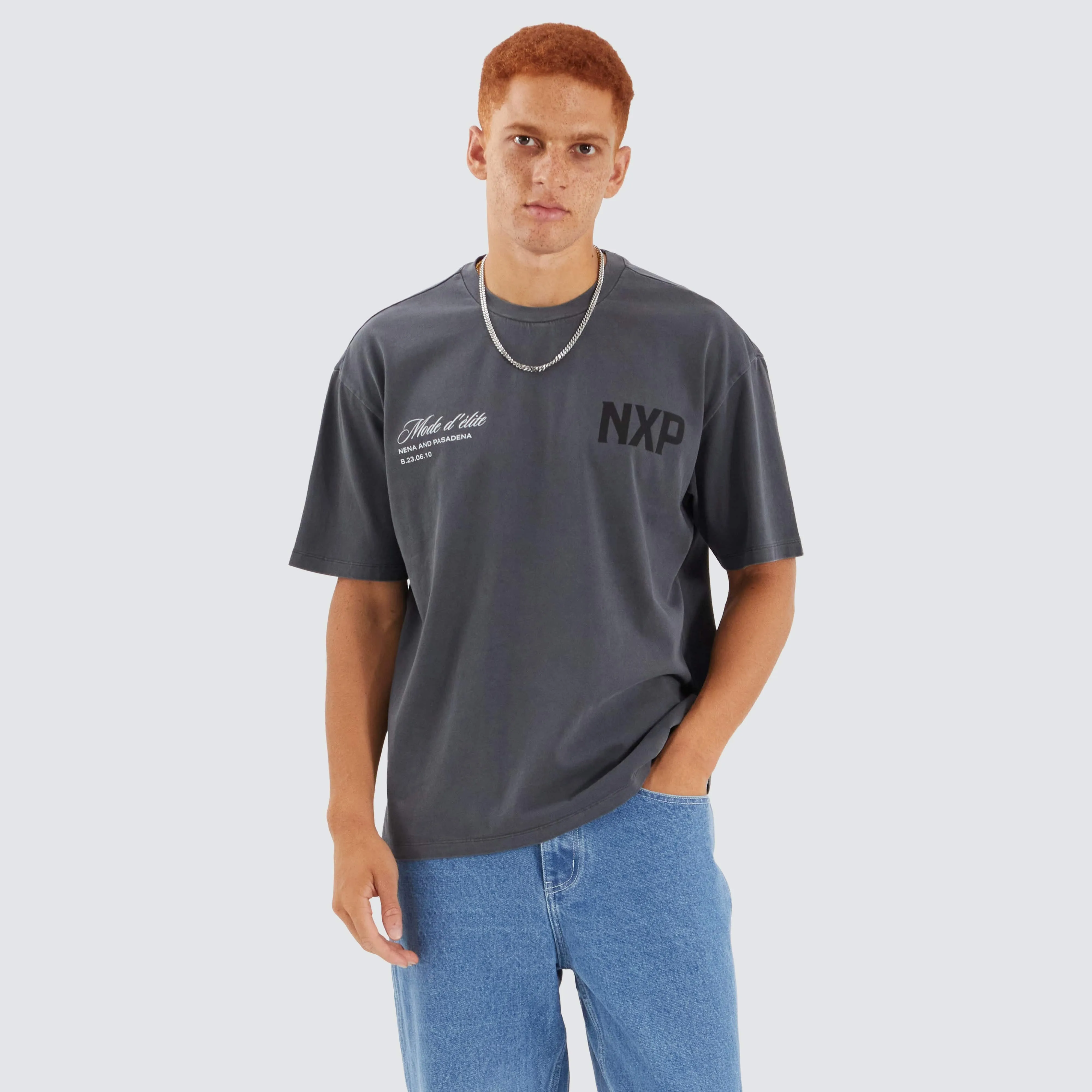 Central Box Fit Tee Pigment Asphalt sold by Nena and Pasadena