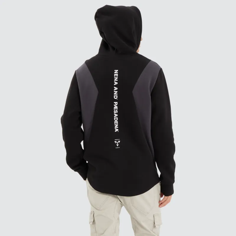 Concentric Dual Curved Hoodie Jet Black made by Nena and Pasadena