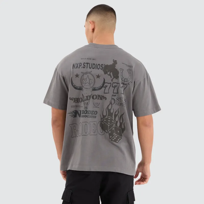 Wicked Raptor Tee Charcoal sold by Nena and Pasadena