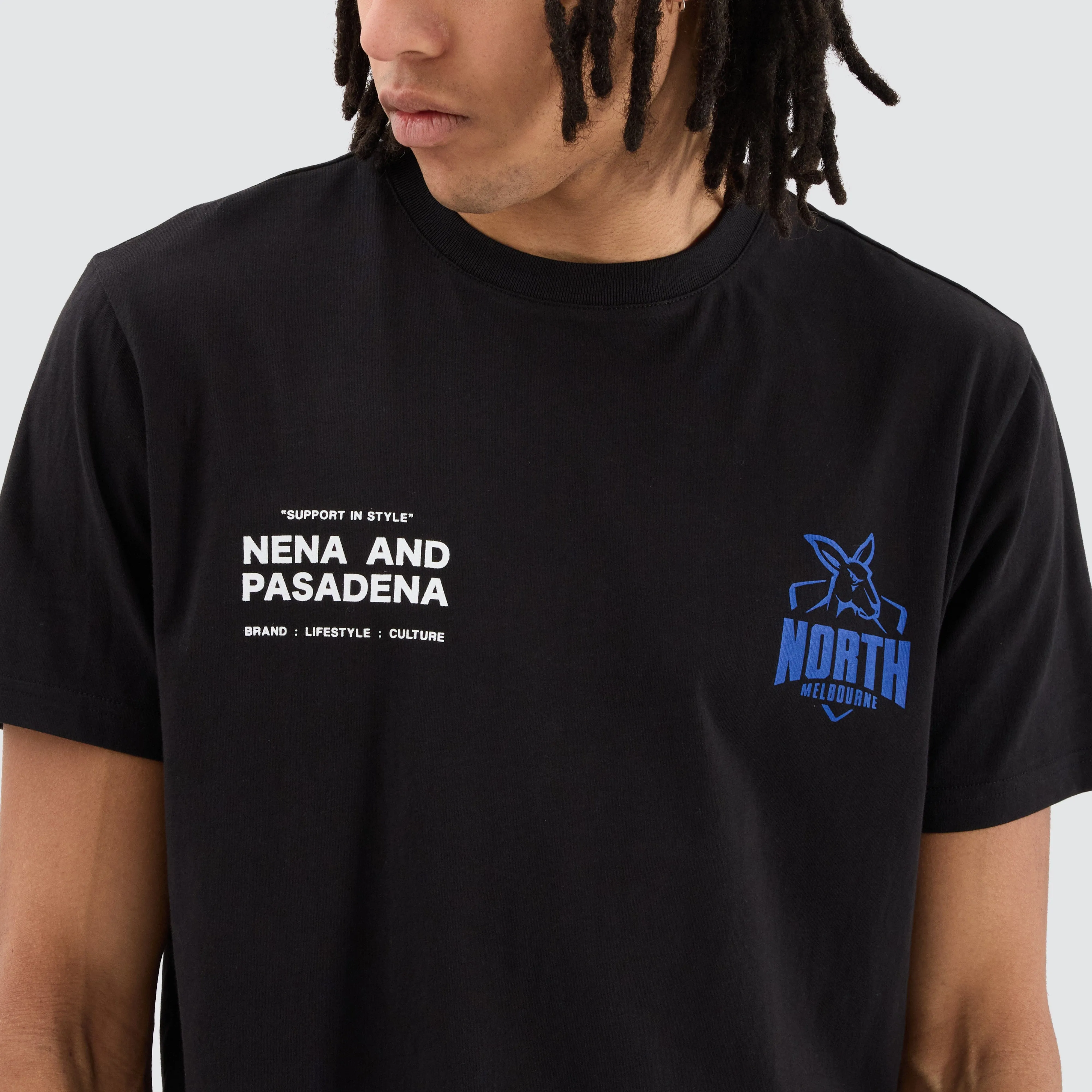 North Melbourne Kangaroos AFL Dual Curved Tee Jet Black sold by Nena and Pasadena product image thumbnail 3