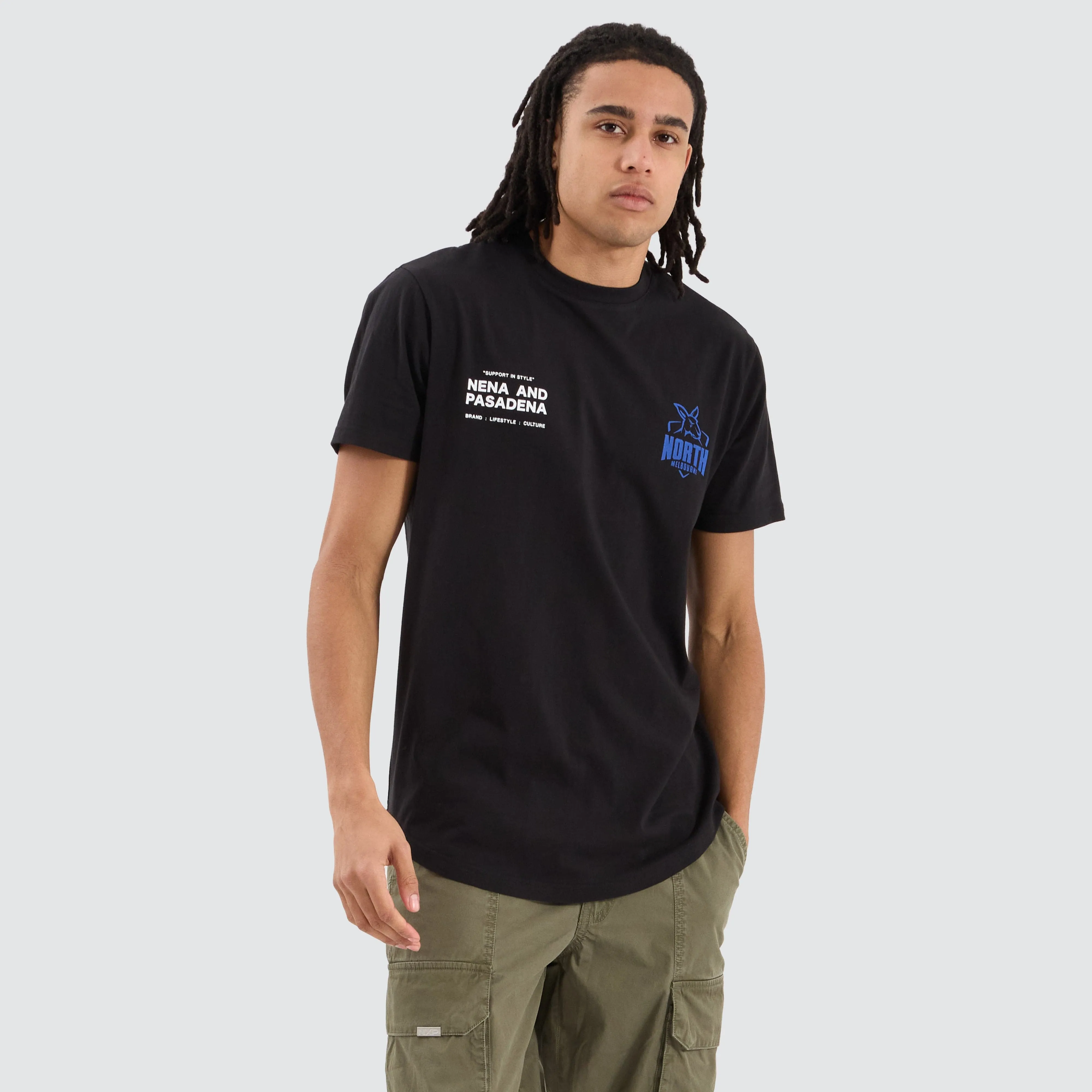 North Melbourne Kangaroos AFL Dual Curved Tee Jet Black sold by Nena and Pasadena product image thumbnail 2