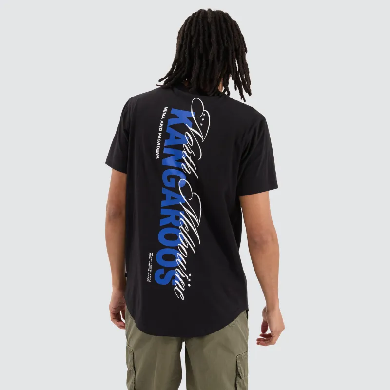 North Melbourne Kangaroos AFL Dual Curved Tee Jet Black made by Nena and Pasadena
