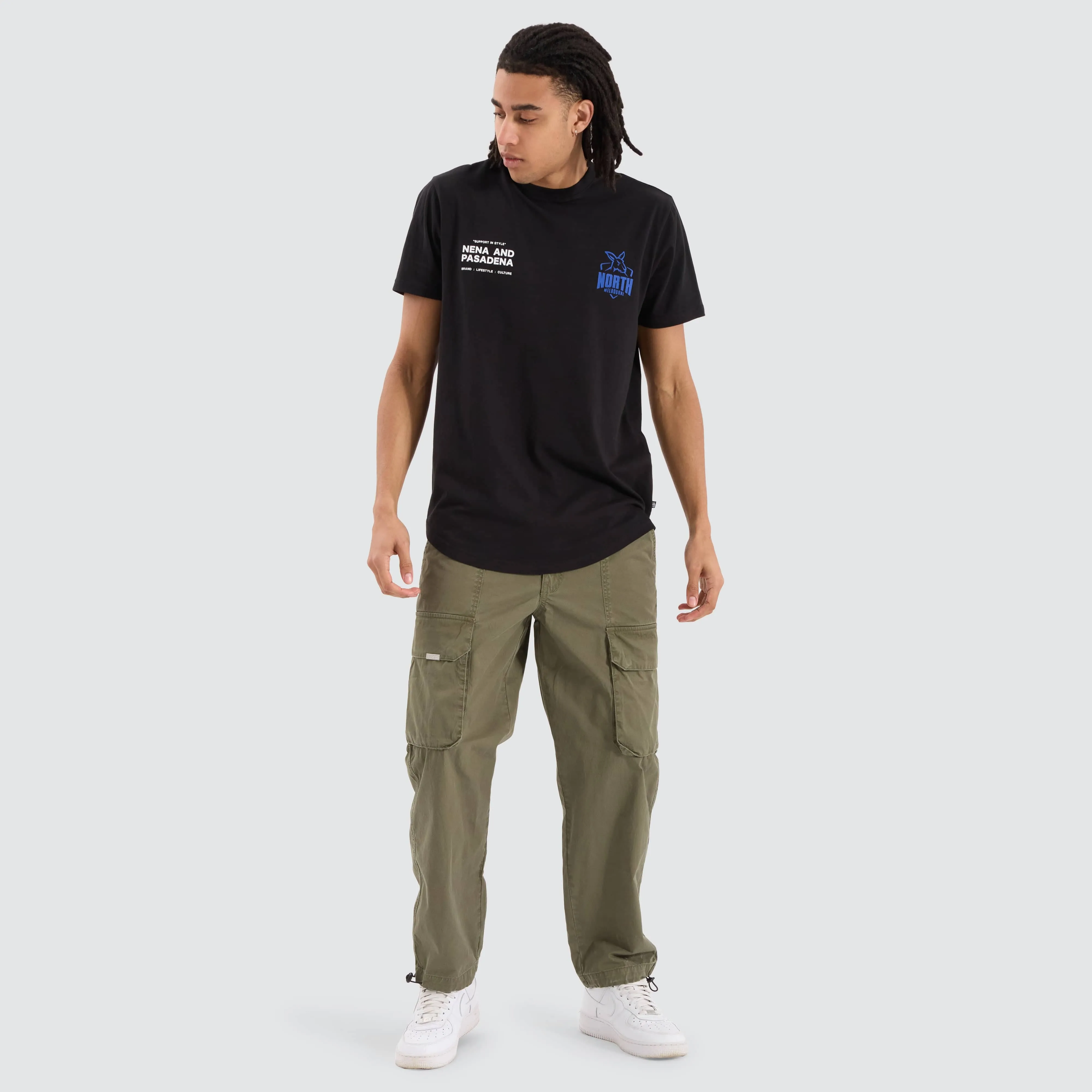 North Melbourne Kangaroos AFL Dual Curved Tee Jet Black sold by Nena and Pasadena product image thumbnail 5