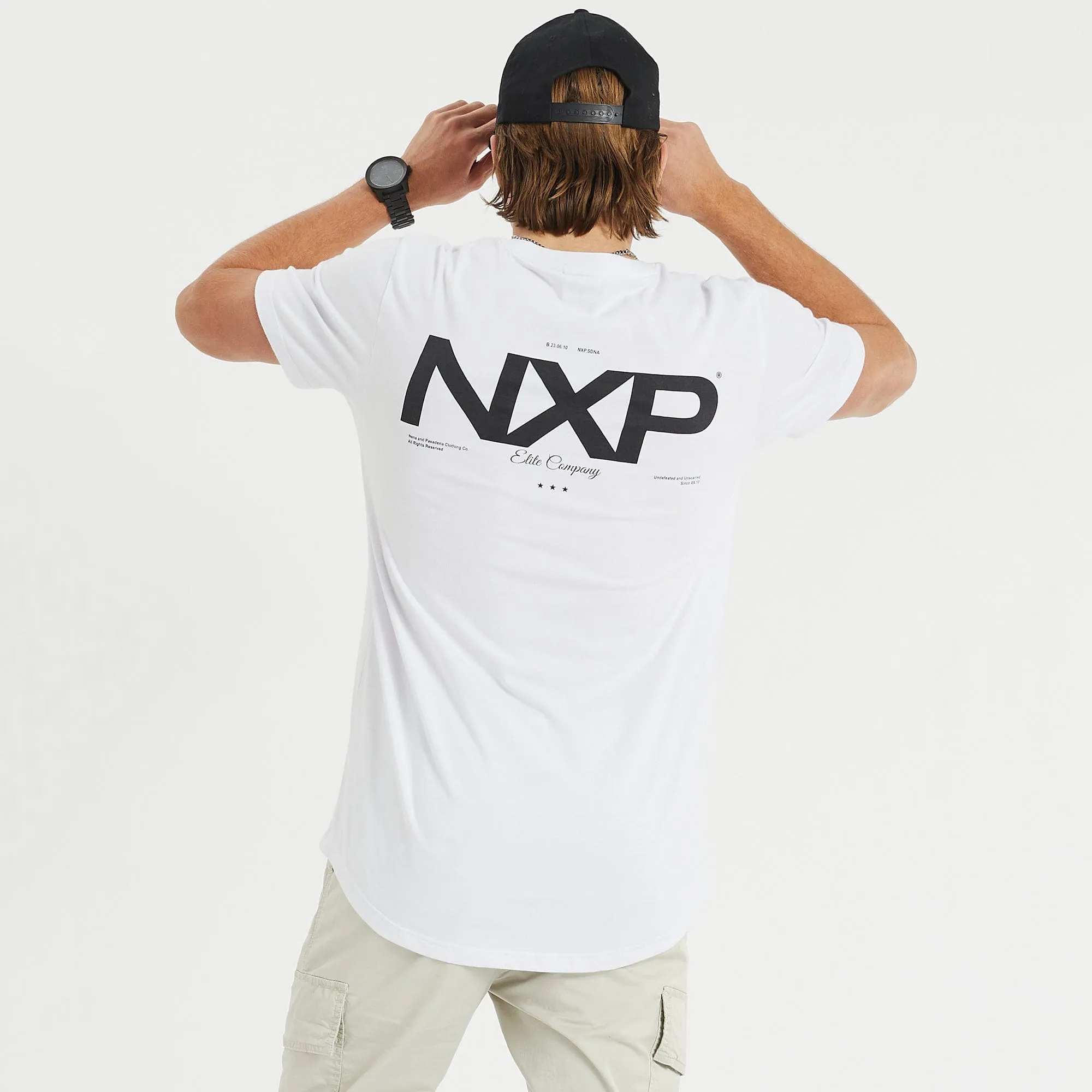 Compound Cape Back T-Shirt White sold by Nena and Pasadena