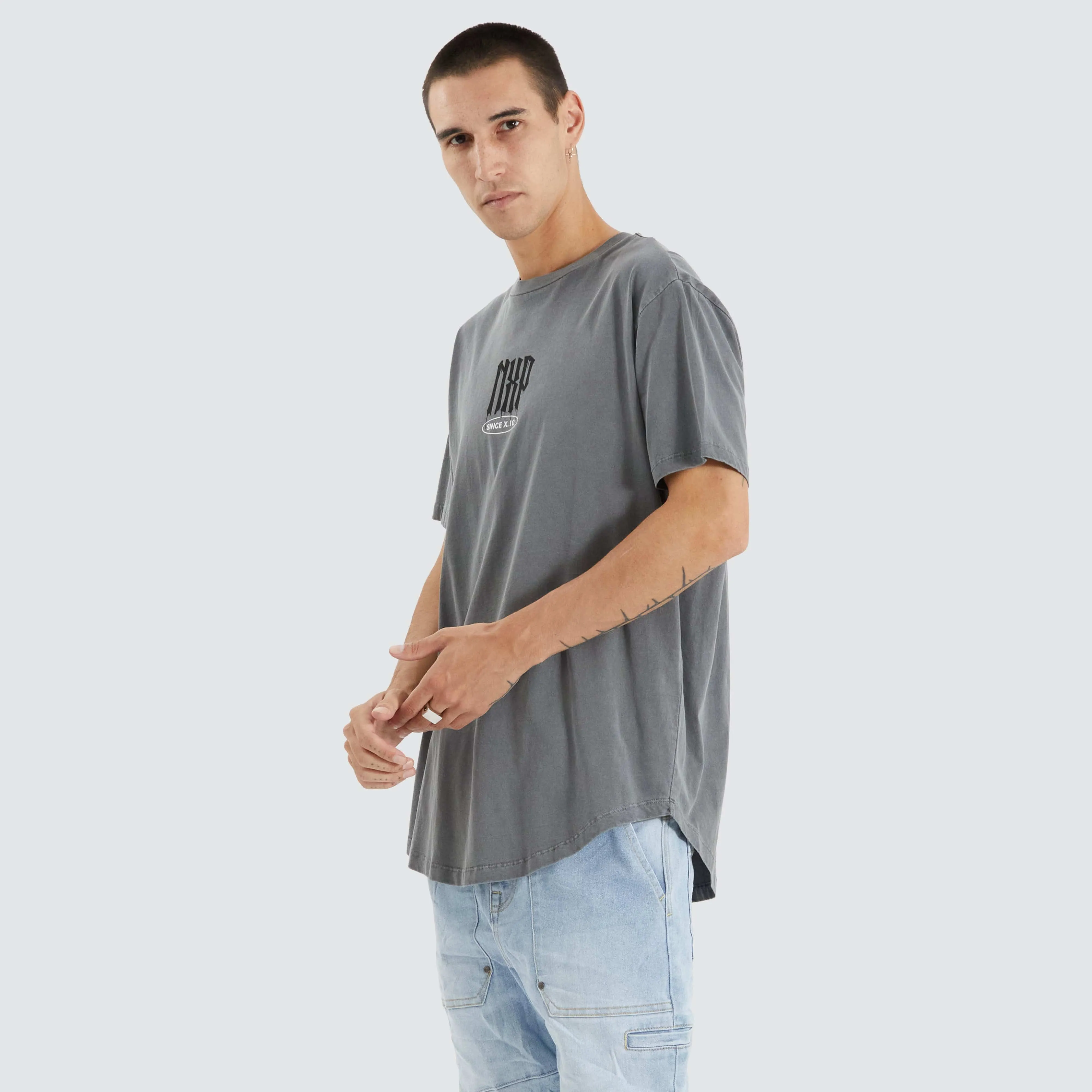 Tryley Dual Curved Tee Pigment Steel Grey sold by Nena and Pasadena product image thumbnail 5