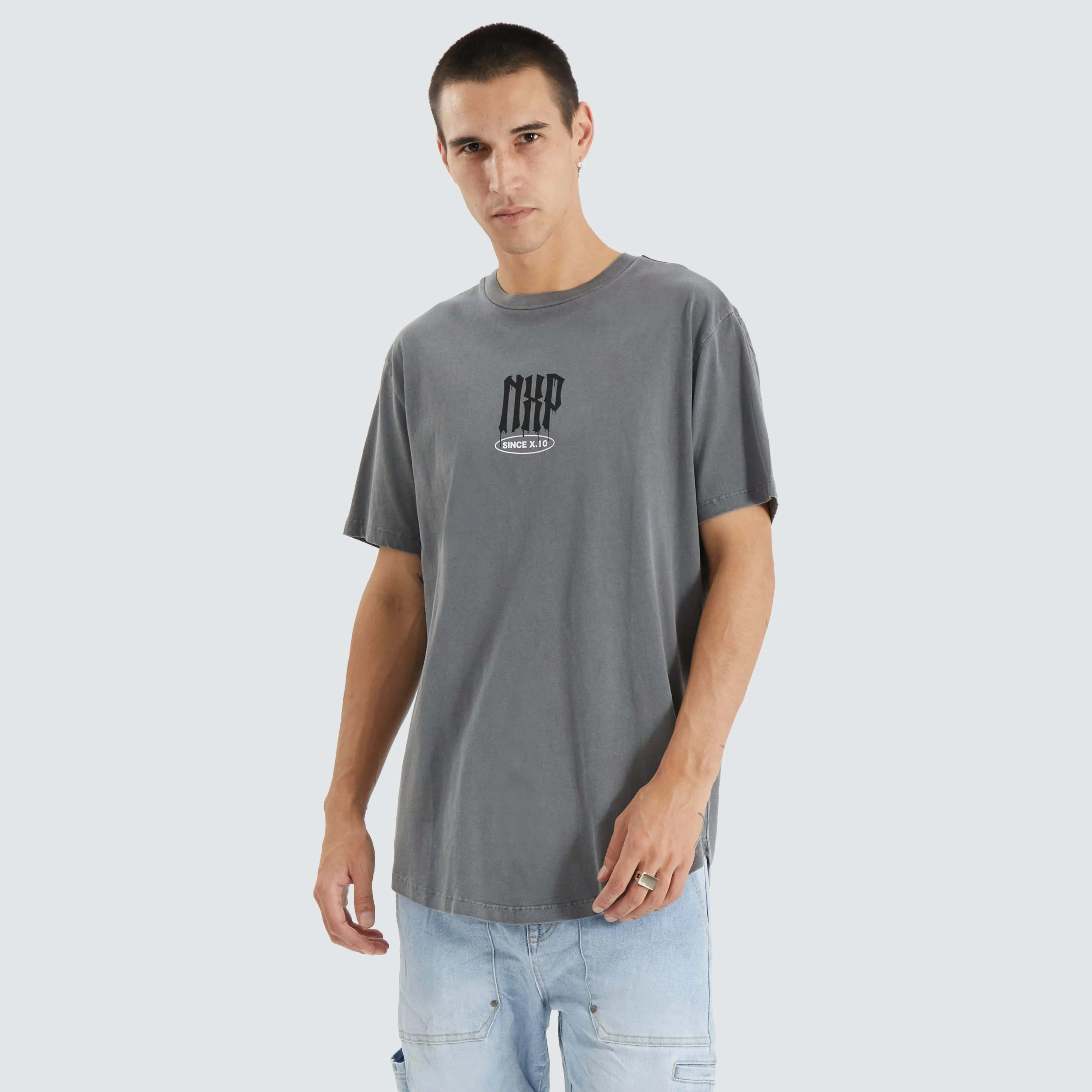 Tryley Dual Curved Tee Pigment Steel Grey sold by Nena and Pasadena product image thumbnail 2