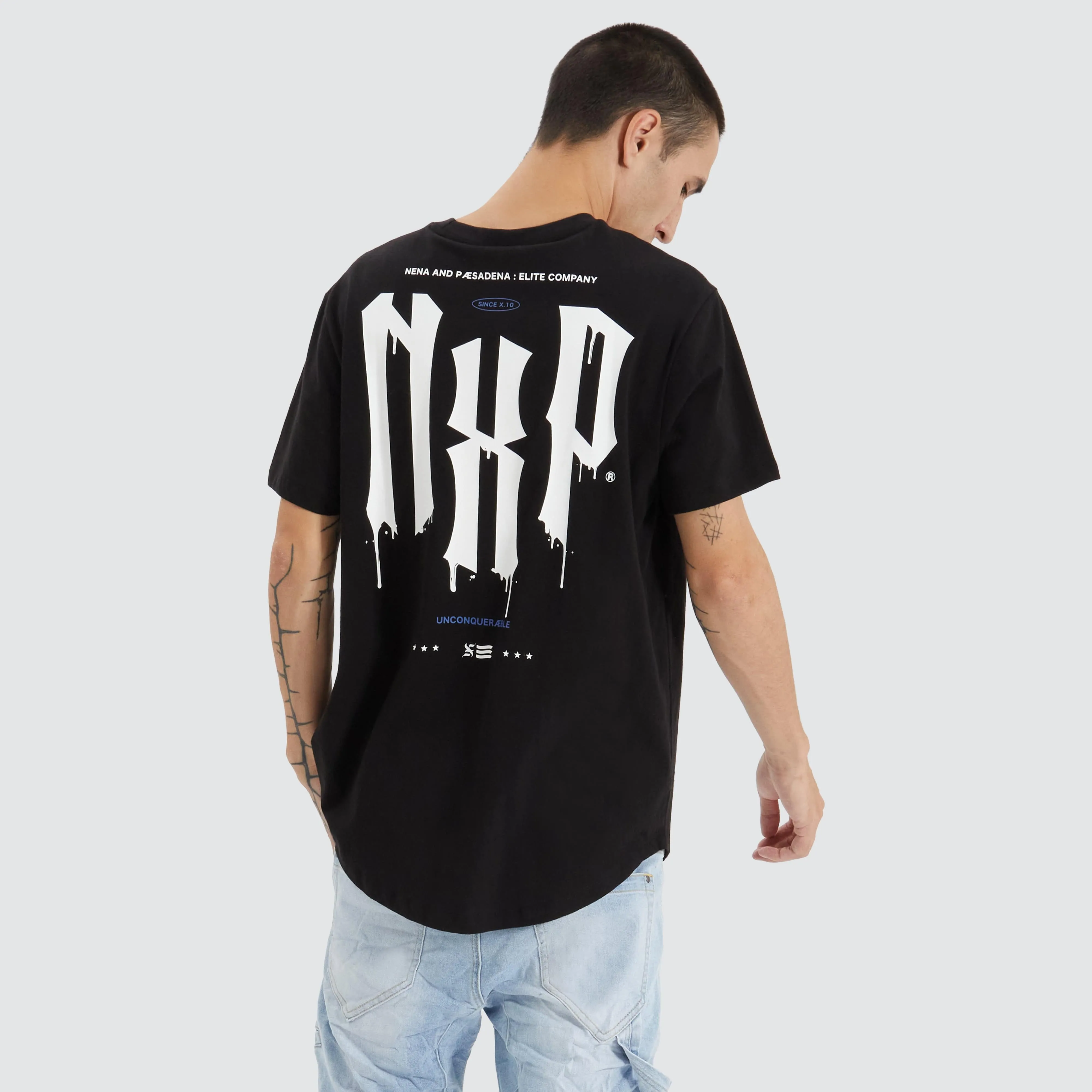 Tryley Dual Curved Tee Jet Black sold by Nena and Pasadena