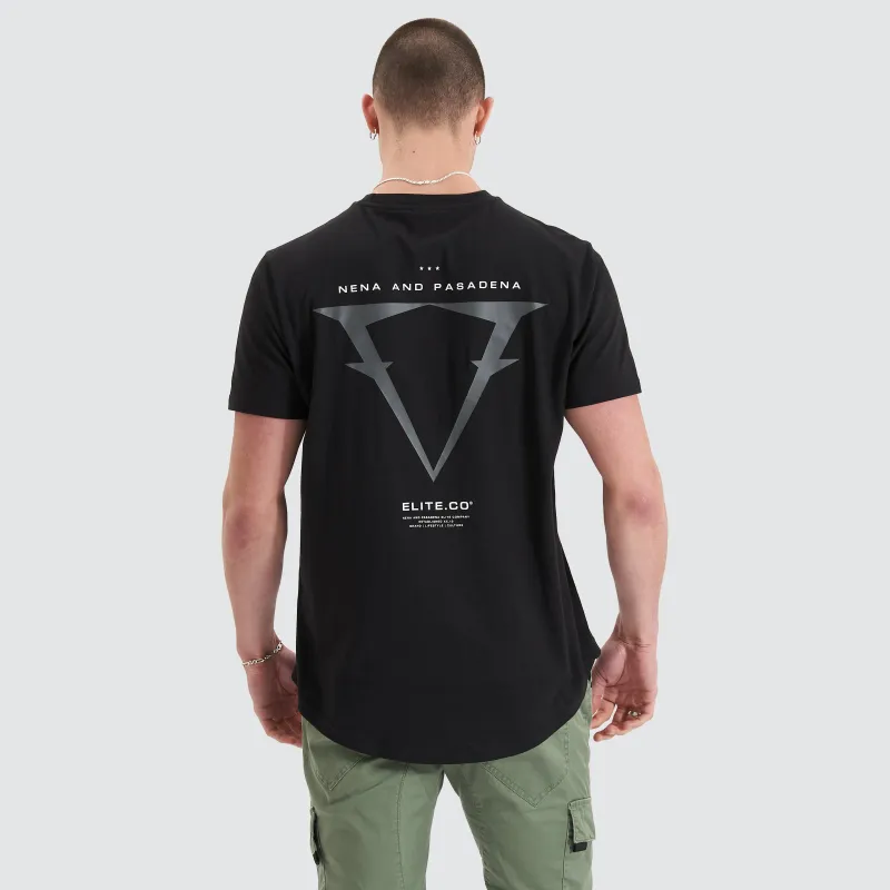 Level Dual Curved Tee Jet Black sold by Nena and Pasadena