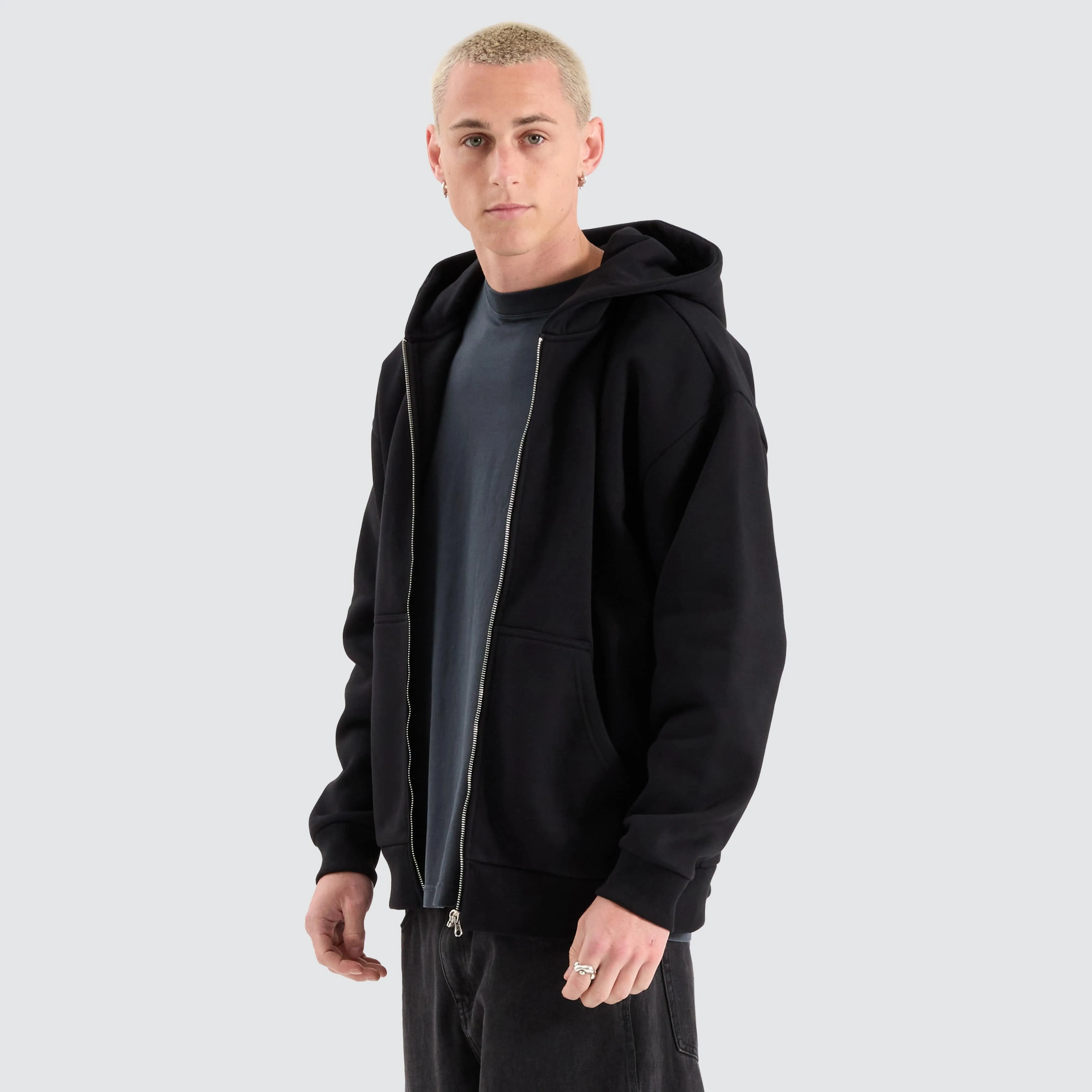 Rosthern Relaxed Zip Through Hoodie Jet Black sold by Nena and Pasadena product image thumbnail 5