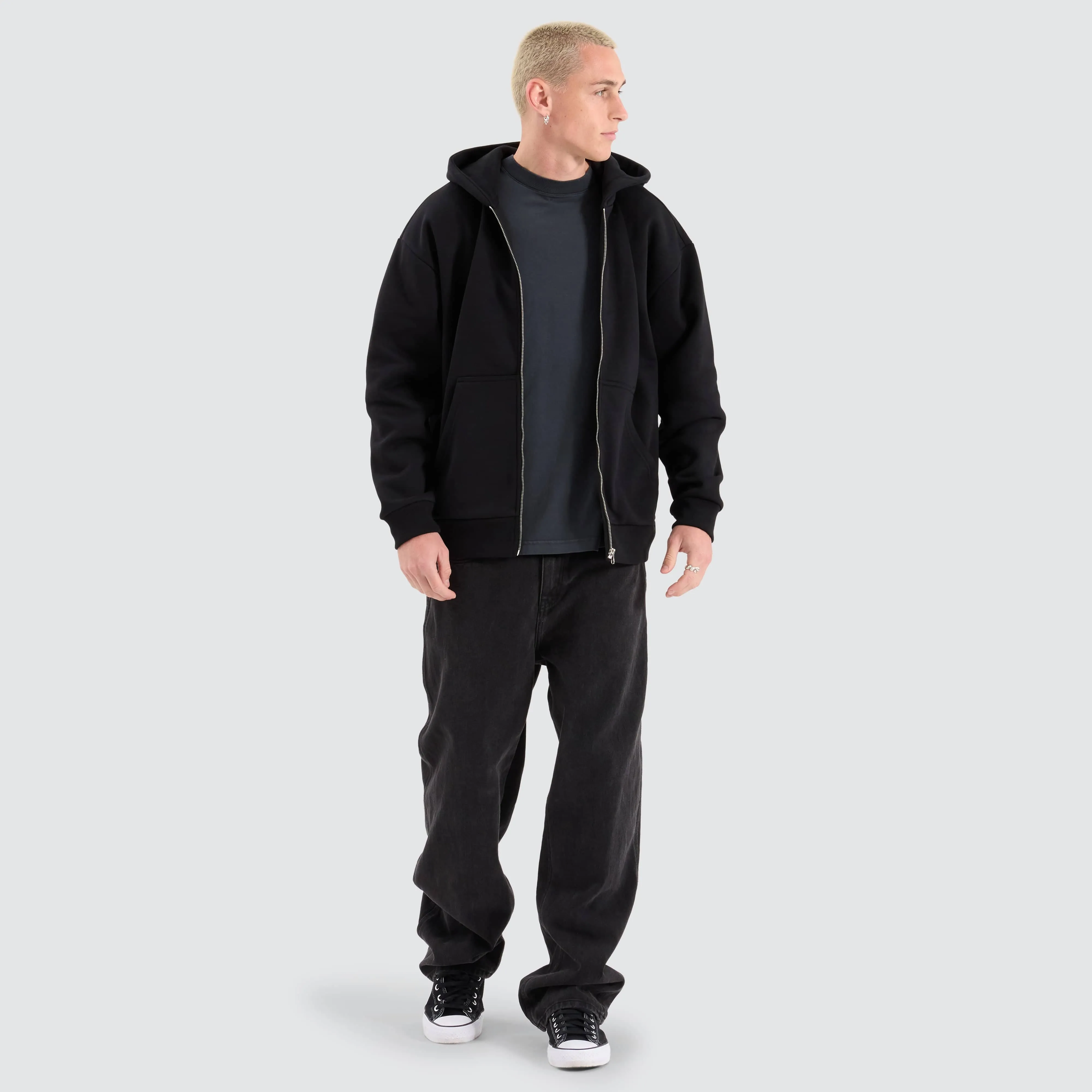 Rosthern Relaxed Zip Through Hoodie Jet Black sold by Nena and Pasadena product image thumbnail 3