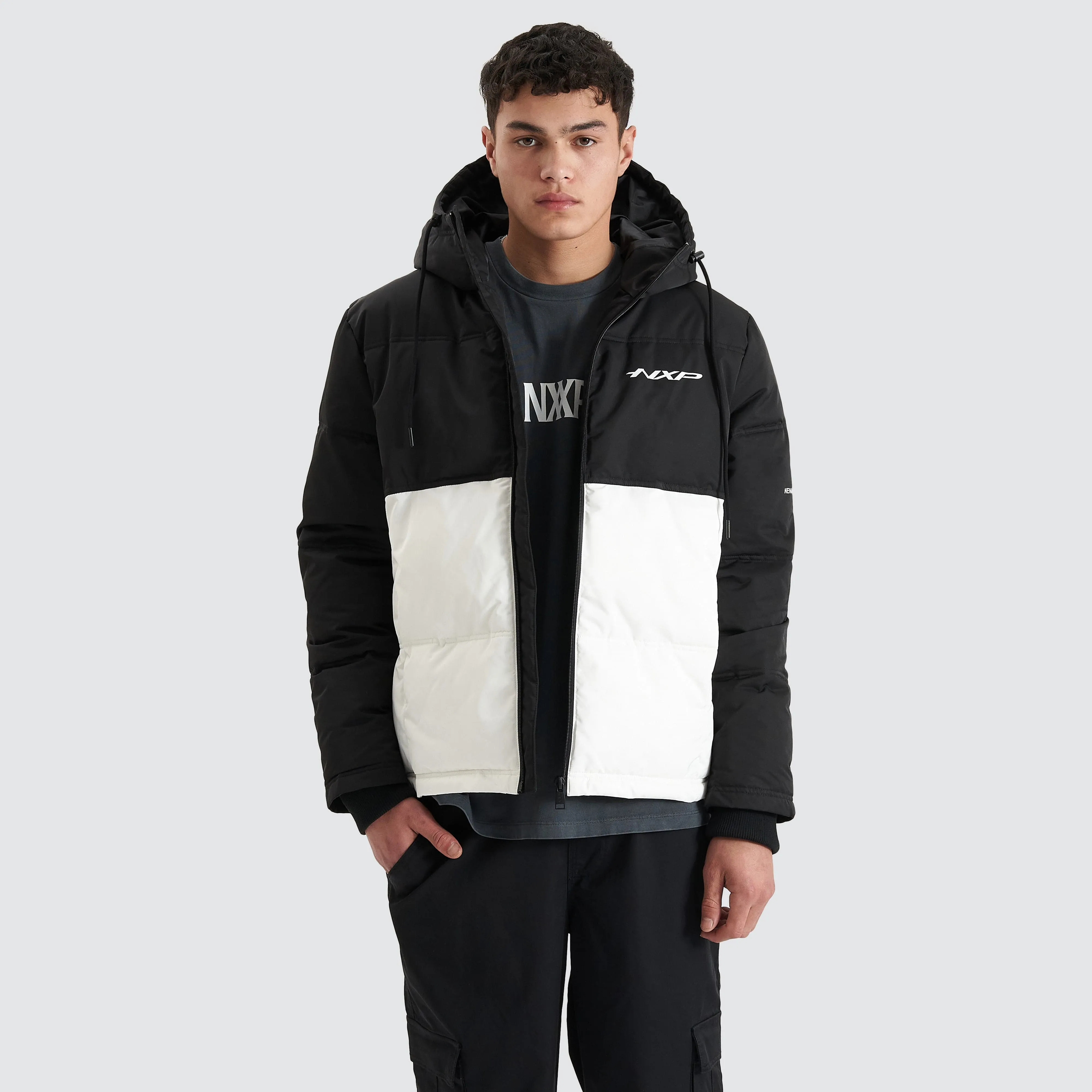 Pavilion Hooded Puffer Black/White sold by Nena and Pasadena product image thumbnail 3