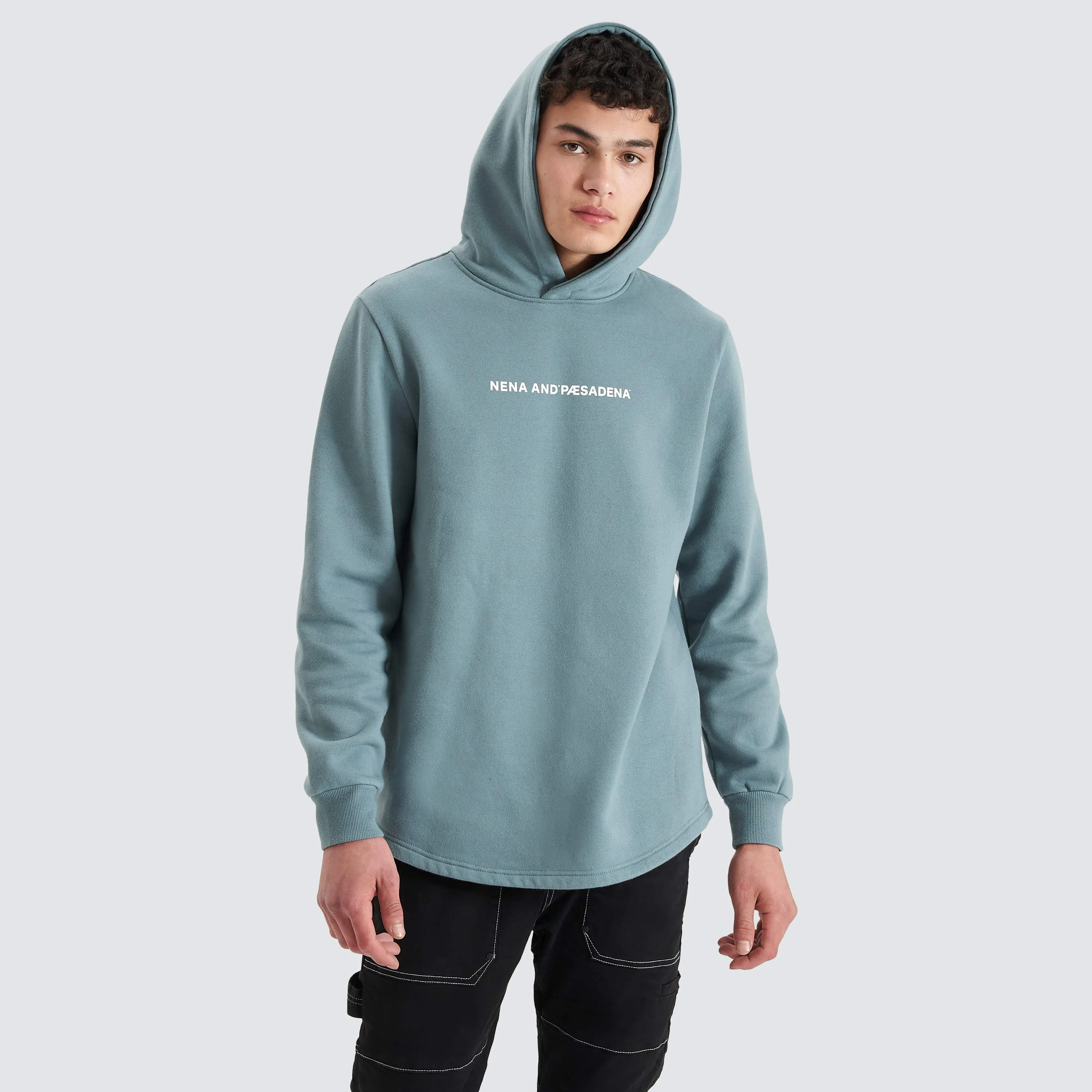 Rectilinear Dual Curved Hoodie Goblin Blue sold by Nena and Pasadena