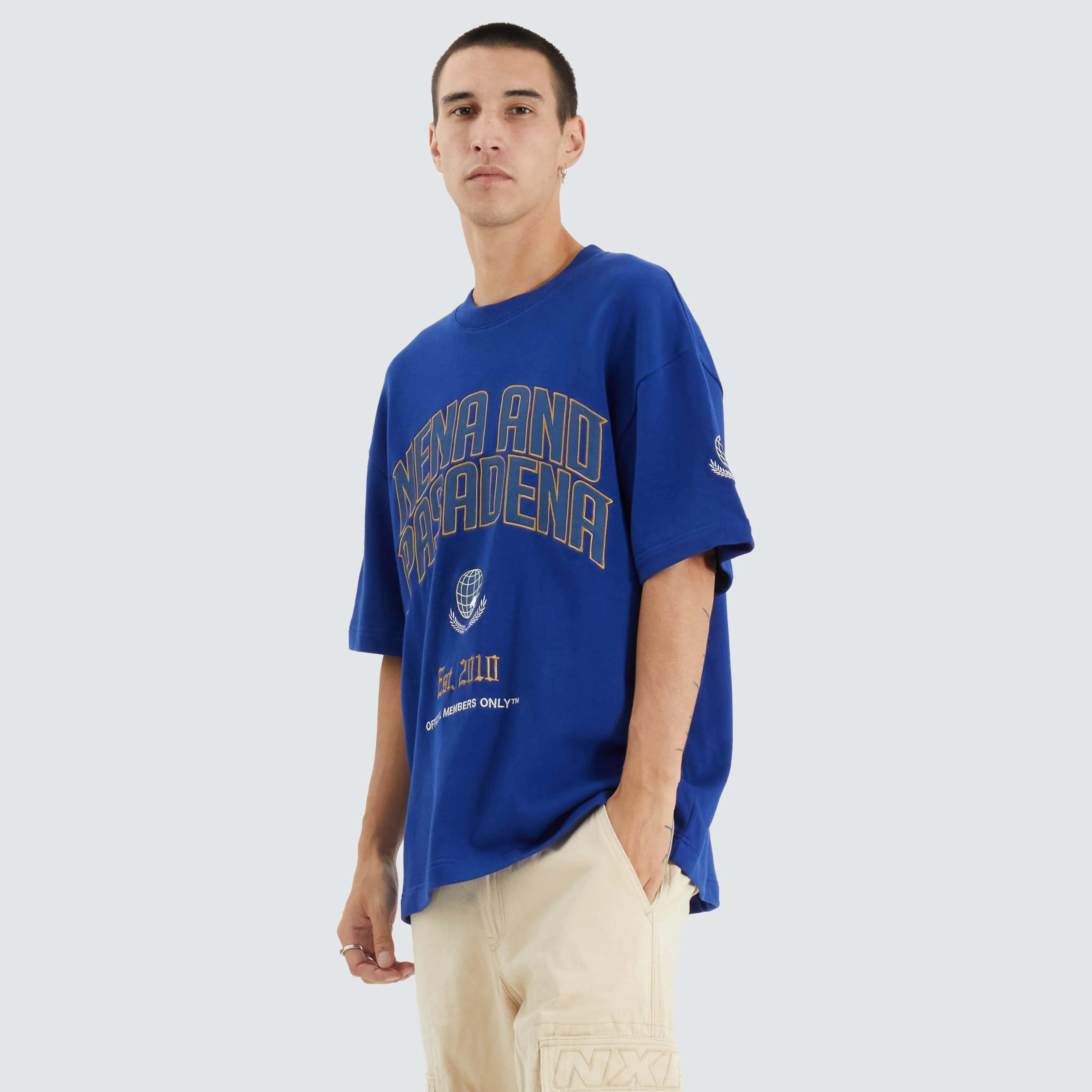 Members Heavy Loopback Street Tee Cobalt Blue sold by Nena and Pasadena