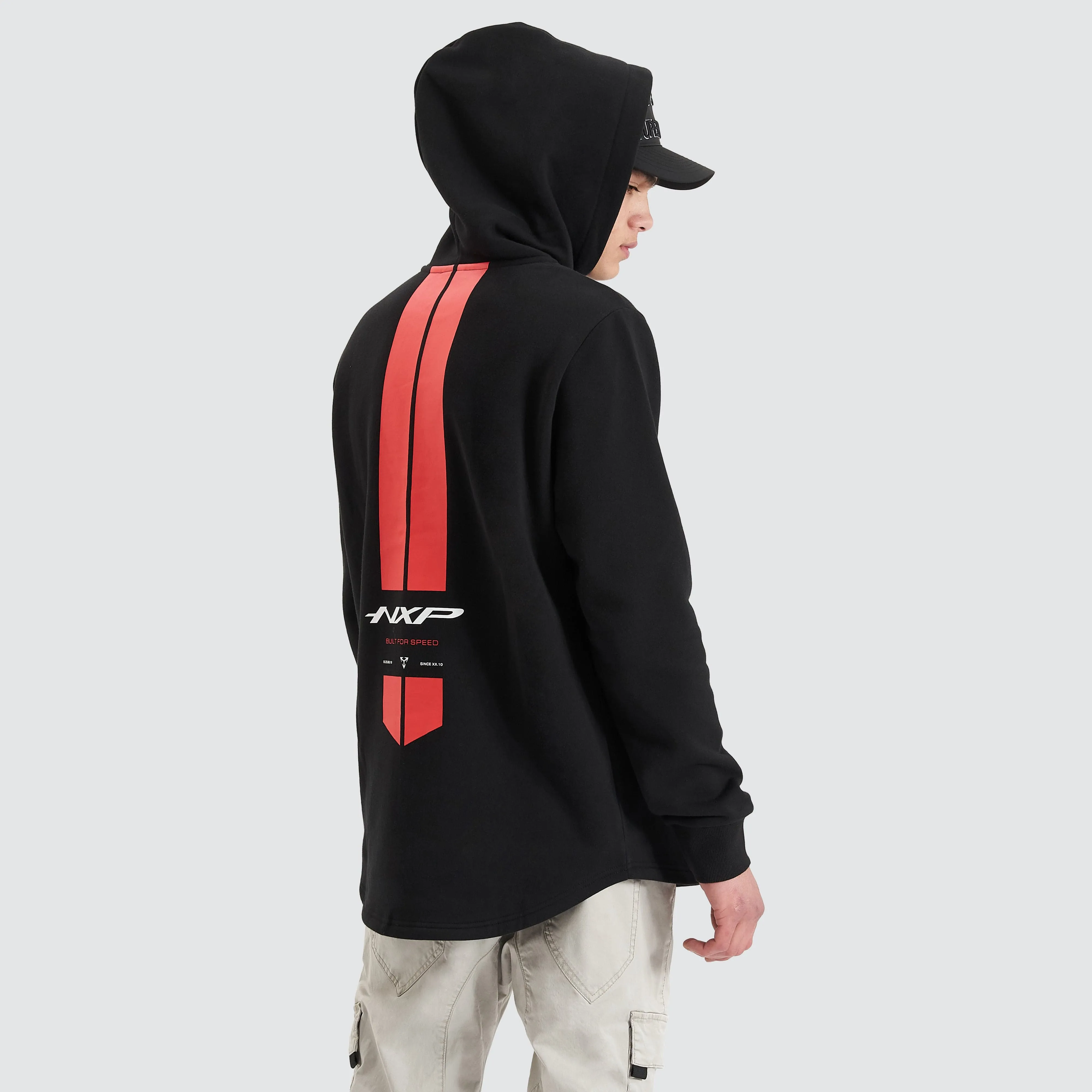 Parallax Hooded Dual Curved Sweater Jet Black sold by Nena and Pasadena