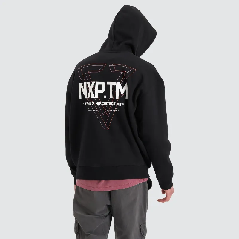 The Shard Heavy Box Fit Hooded Sweater Jet Black sold by Nena and Pasadena