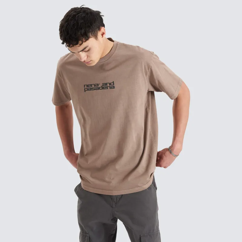 Post-Industrial Heavy Box Fit Tee Pigment Bark sold by Nena and Pasadena