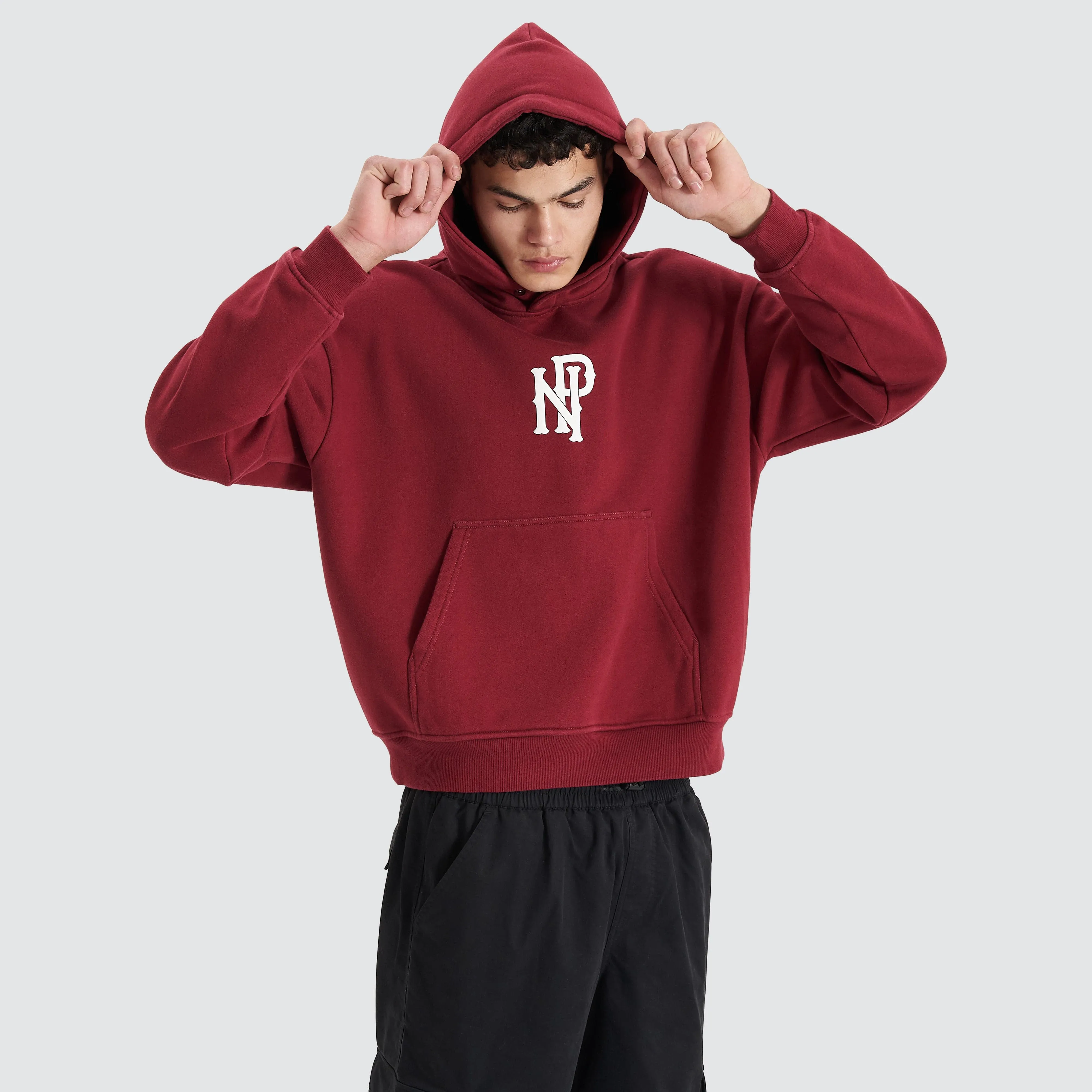 Pursuits Heavy Box Fit Hooded Sweater Cabernet sold by Nena and Pasadena product image thumbnail 3