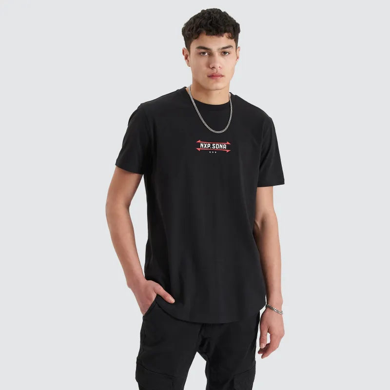 Grain Dual Curved Tee Jet Black sold by Nena and Pasadena